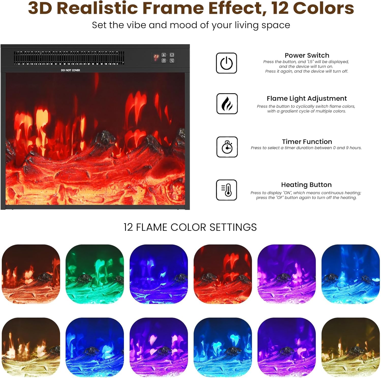 Manora 59" Fireplace TV Stand with Storage Cabinets, Modern Faux Marble Media Console with 22" Electric Fireplace, Fits TVs up to 65 Inch for Living Room