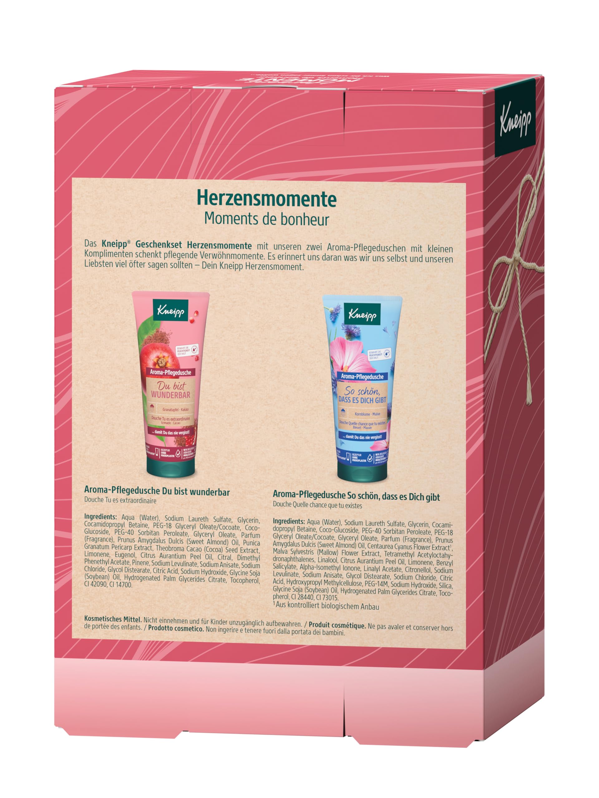 Kneipp Zestaw upominkowy z serduszkami - opakowanie prezentowe z 2 aromatycznymi prysznicami pielęgnacyjnymi w oryginalnym rozmiarze od Kneipp - Podaruj swoim bliskim pielęgnujące chwile