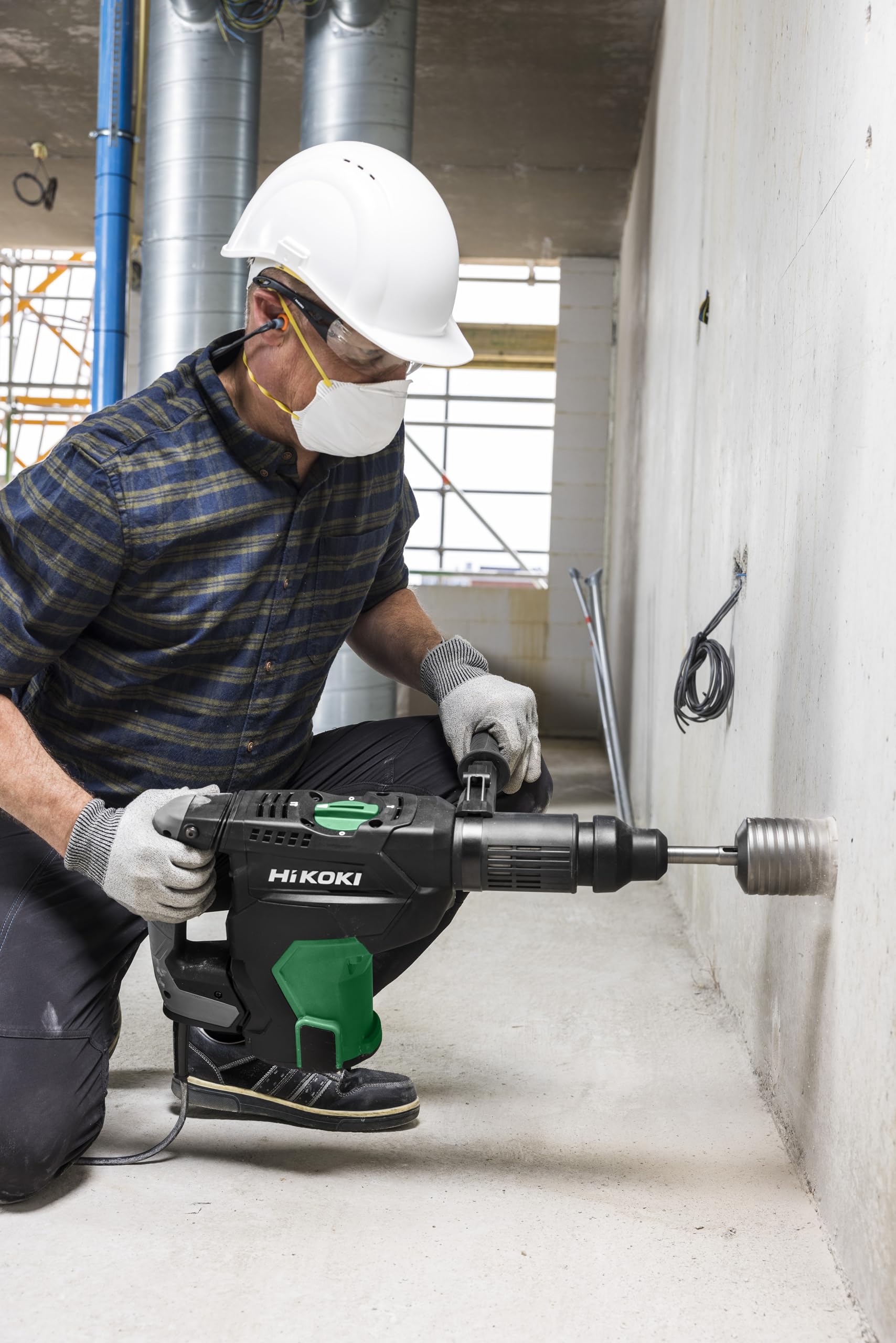 HiKOKI DH40MEY2 Marteau Perforateur SDS-Max, Burineur 1150W et 9,2 J | Moteur sans balais, perçage béton 40mm, technologie UVP anti-vibrations, RFC, 6,8 kg, livré avec coffret et graisse