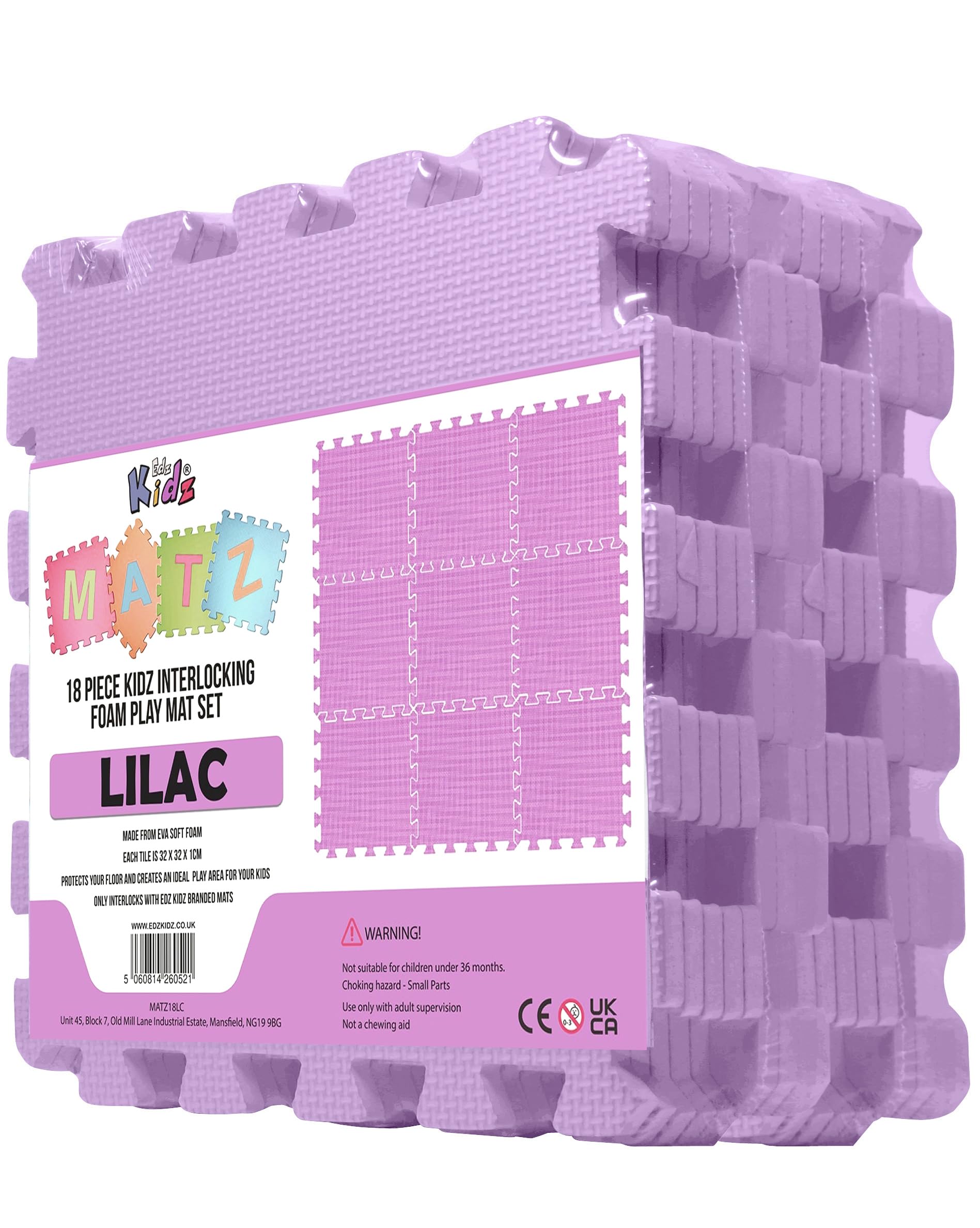 Edz KidzInterlocking Foam Play Mat Set. Great for Babies, Toddlers or Even Exercise (32 x 32cm. 18 Piece Lilac Mats)