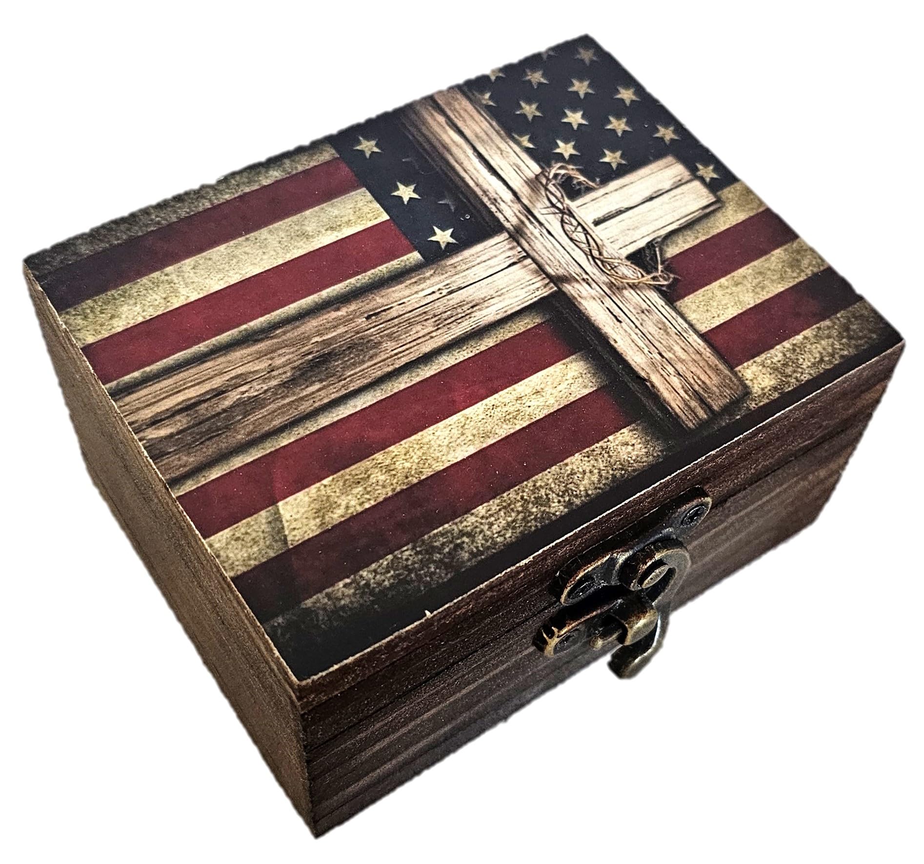 Amazon.com: Patriotic Cross American Flag Trinket Box Rosary