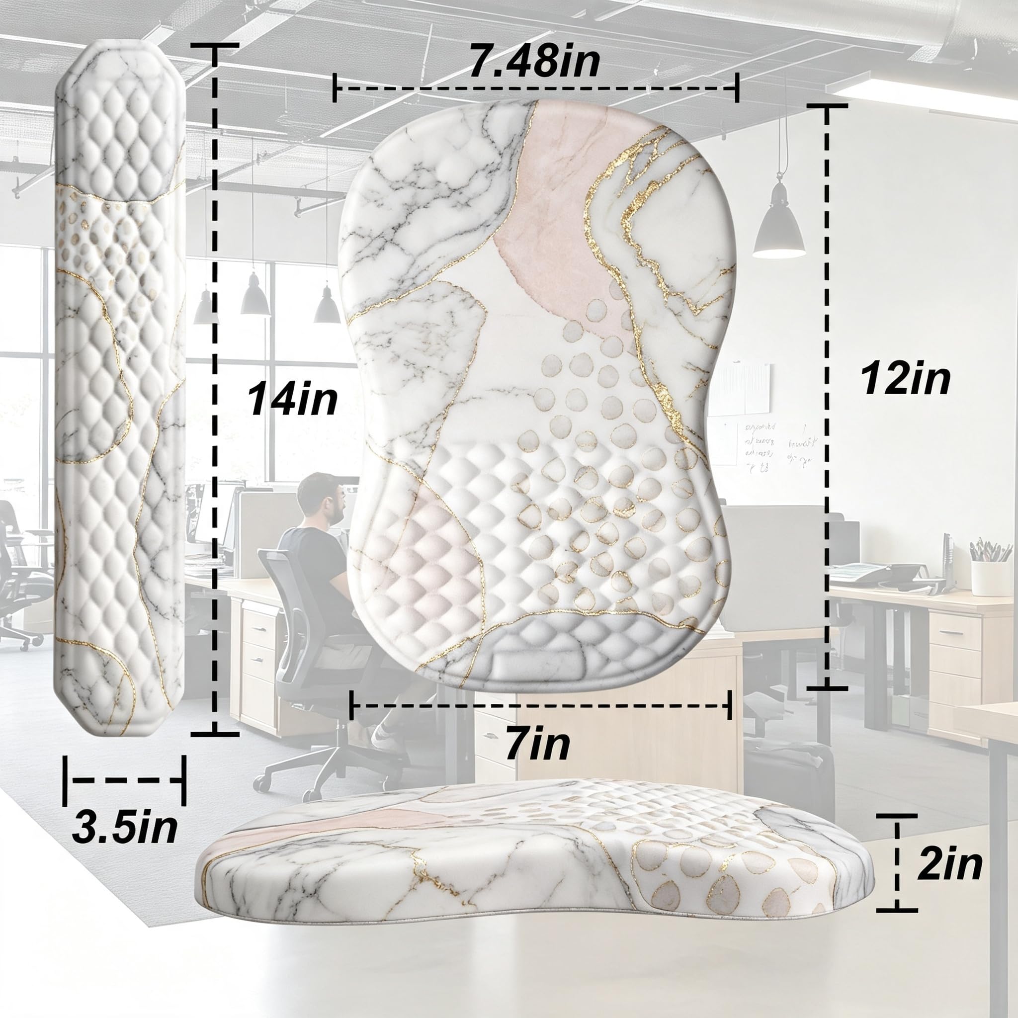 Alfombrilla ergonómica para mouse y reposamuñecas para teclado, túnel carpiano para computadora con juego de posavasos, alfombrilla de mouse de espuma viscoelástica con base de poliuretano