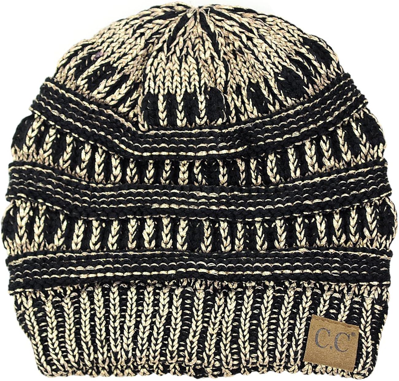 C.C - Gorro de punto trenzado, elástico, moderno, grueso, suave y abrigado