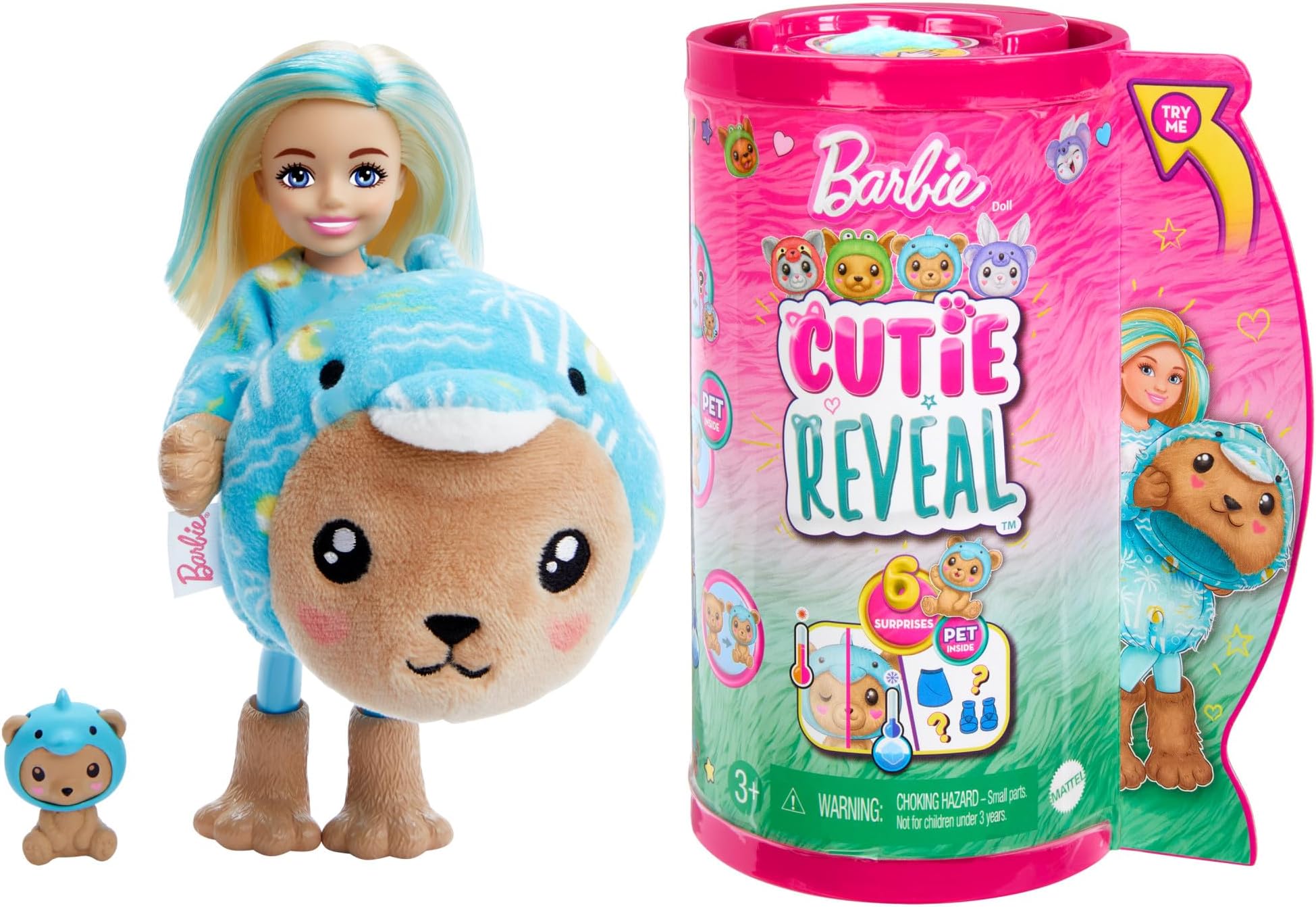 Cutie Reveal Costume-Themed Series Chelsea Small Doll & Accessories, Teddy Bear as Dolphin