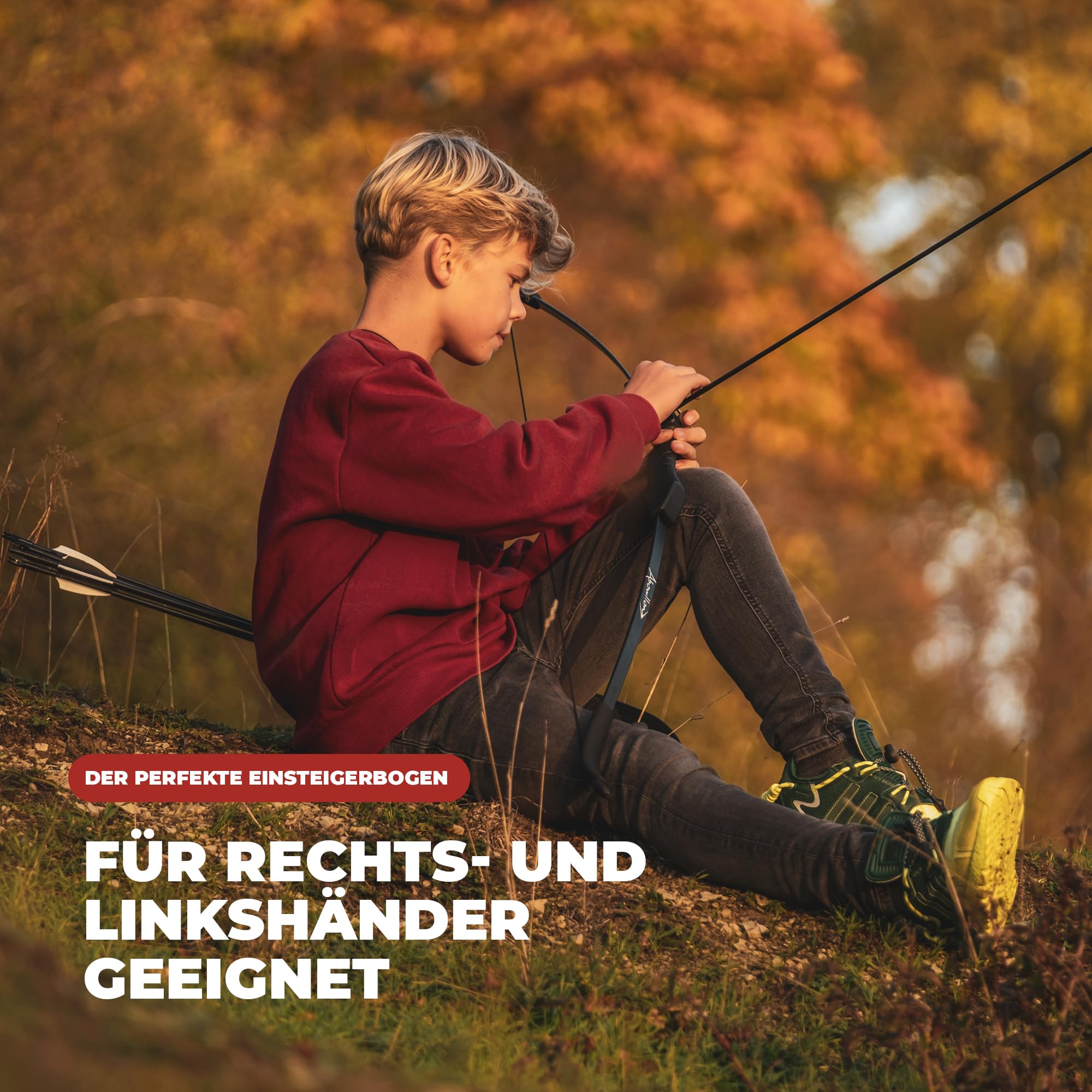 Pfeil und Bogen Kinder | Zielscheibe Bogenschießen Kinder | Sportbogen mit 10 Pfeilen, 6 Zielscheiben, Nylon Köcher | Bogenschießen Kinderbogen | Bow and Arrow