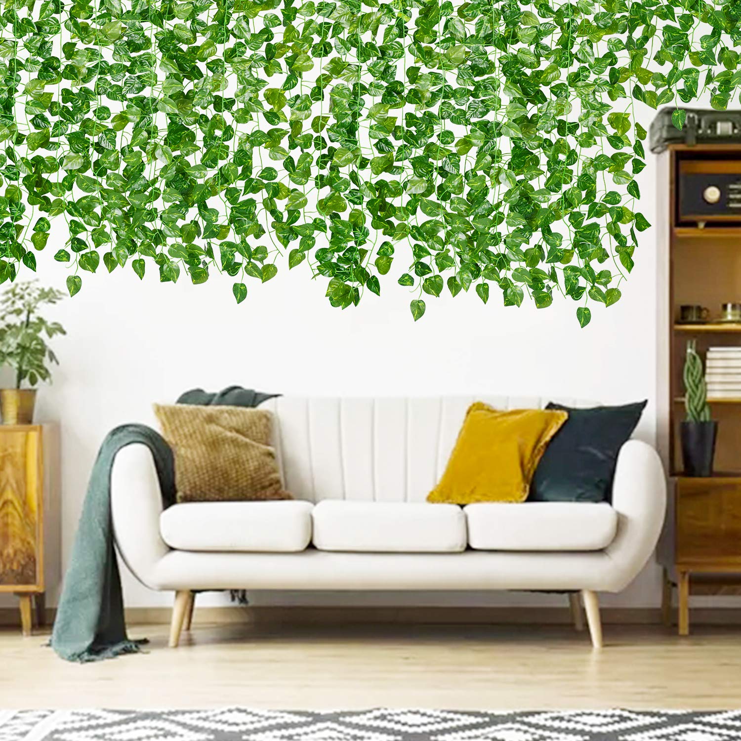 DearHouse 12 Pack 85 Feet Artificial Ivy Garland Leaf Plants Vine Fake Greenery Garlands Hanging for Home Kitchen Garden Office,Party Wedding Wall Decoration 3