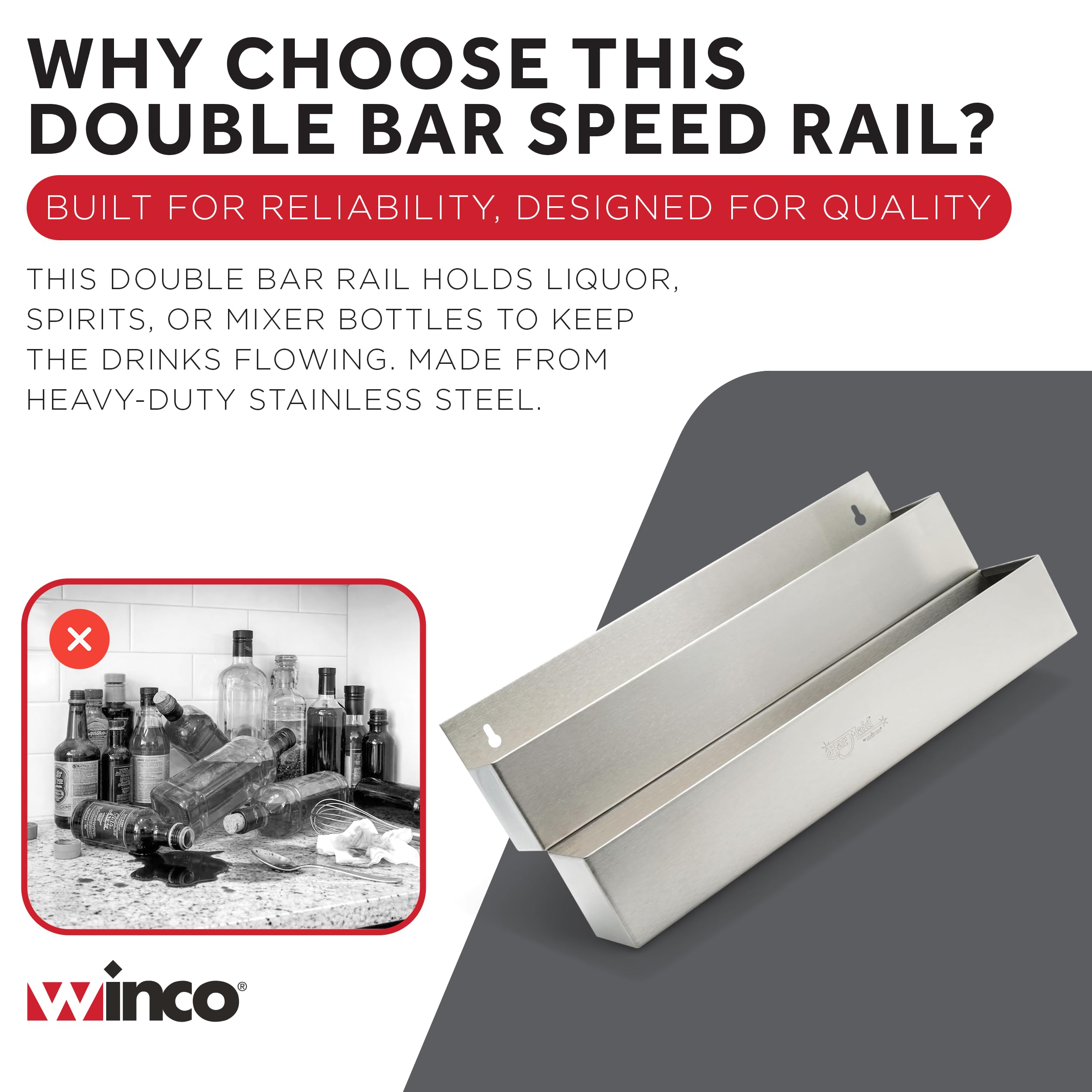 Winco Double Speed Rail - 22 Inch Stainless Steel -6