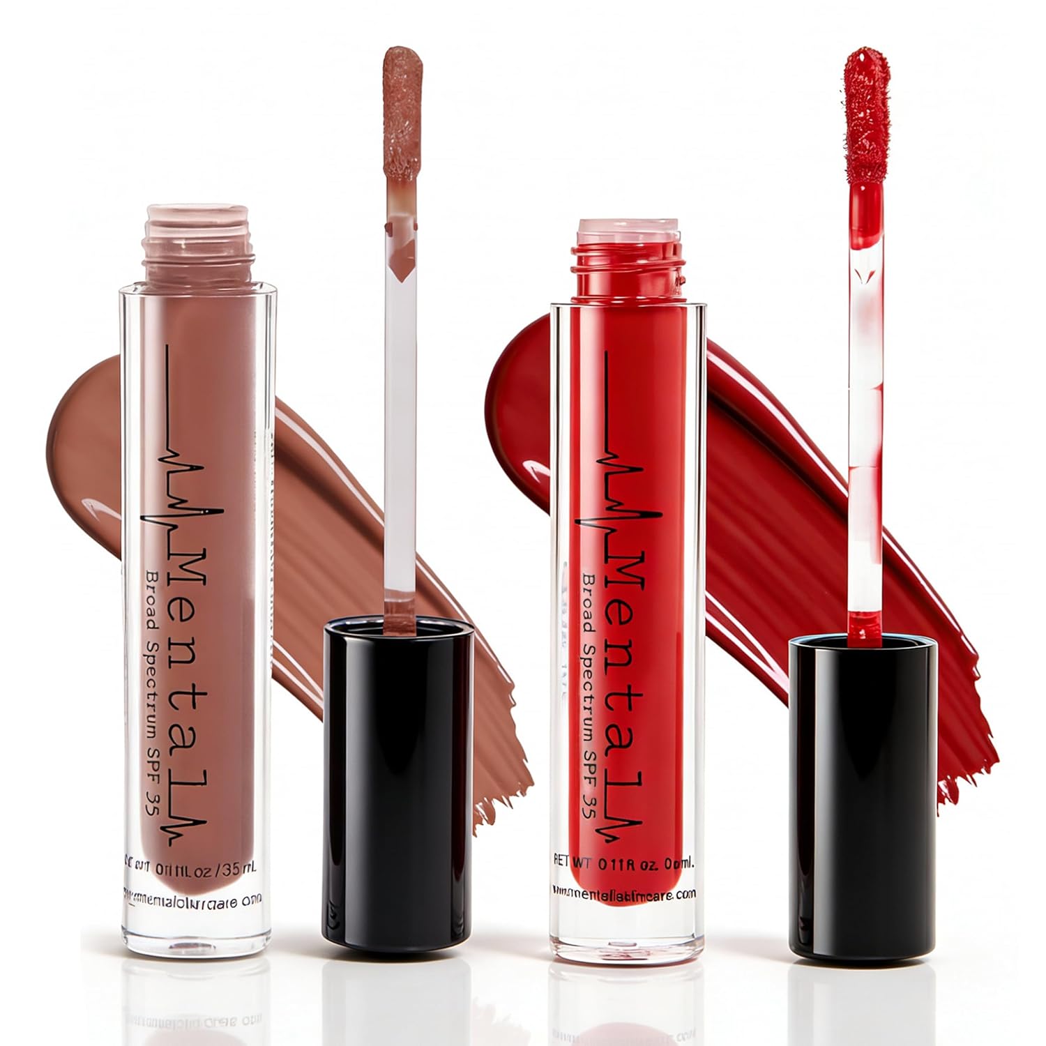 Hydrating Tinted Lip Gloss Duo Red Pink Shades with Weightless Non-Sticky Formula for Luminous Shine Buildable Pigment All-Day