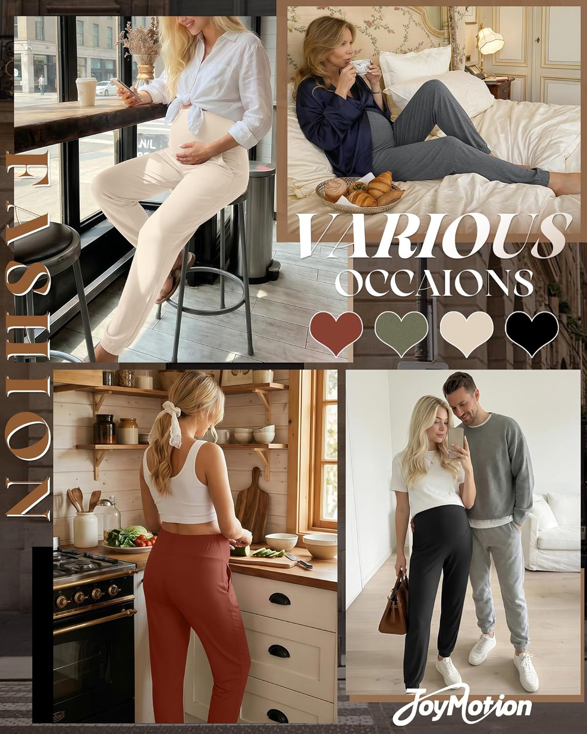 4 Pack Women's Maternity Pants Joggers Over The Belly Pregnancy Casual Comfy Lounge Sweatpants with Pockets - Image 4