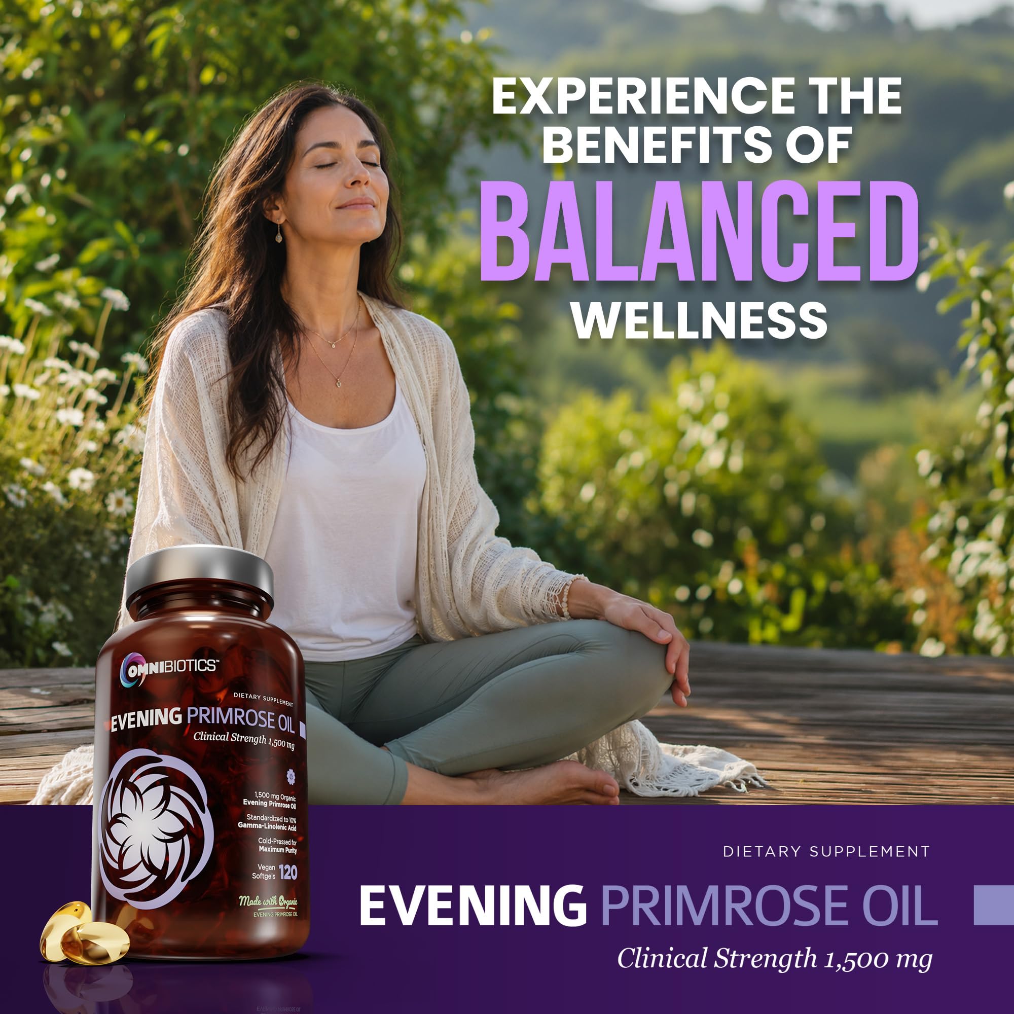 OmniBiotics Organic Evening Primrose Oil for Women – Clinical Strength 1500mg per Capsule, 10% GLA, Cold-Pressed, Non-GMO, Hormone Balance for Women – 120 Vegan Softgel Capsules — Amazon image 6