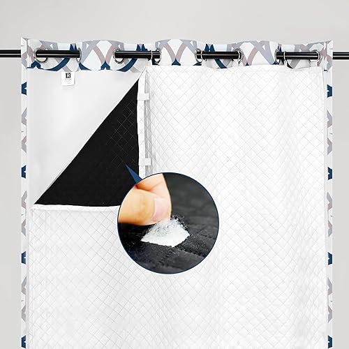 Miniatura 10 de DriftAway Revestimientos de cortina acolchados con aislamiento térmico insonorizado para dormitorio, barrera de sonido, 100% opaco, reducción de