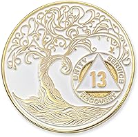 Vista 174 de Medallón AA de 5 años – Árbol de la Vida trenzado chapado en oro AA Chip de recuperación – morado