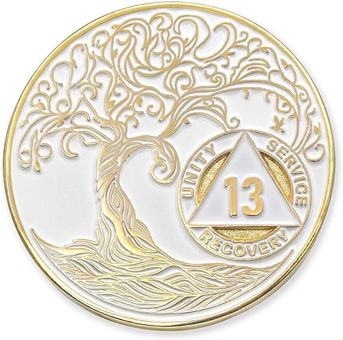 Miniatura 175 de Medallón/Ficha/Ficha de Recuperación AA Sobriety Mint de 2 Años, Árbol de la Vida Retorcido, Dorado - Negro