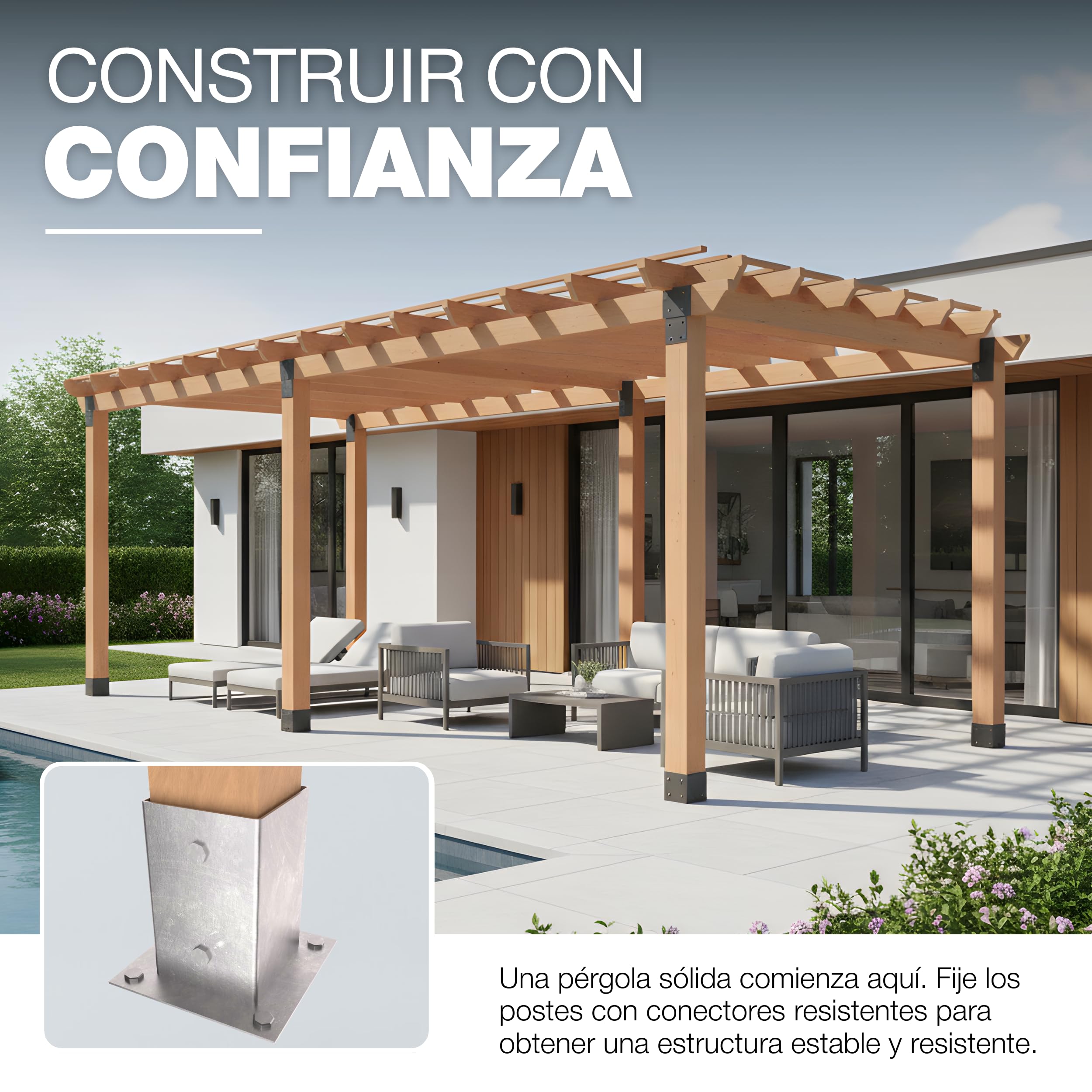 GeZu Impex Base de Poste 141 x 141 mm Galvanizado por Inmersión en Caliente Soportes para Cercas Portador de Cubierta Base para Pérgola Pabellón Zapata de Anclaje