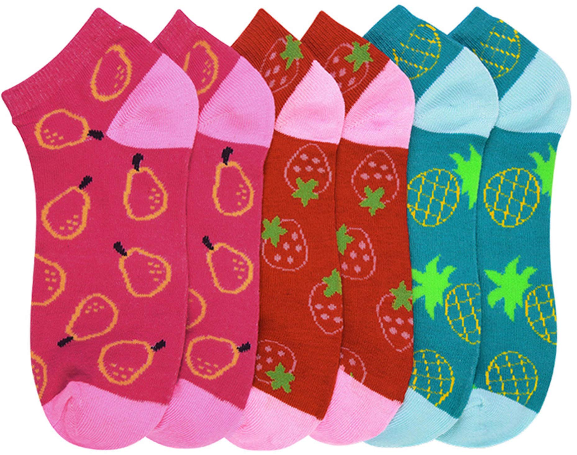 ToBeInStyle Pack of 6 Printed &amp; Solid Low Cut Ankle Socks - Kid’s &amp; Adults