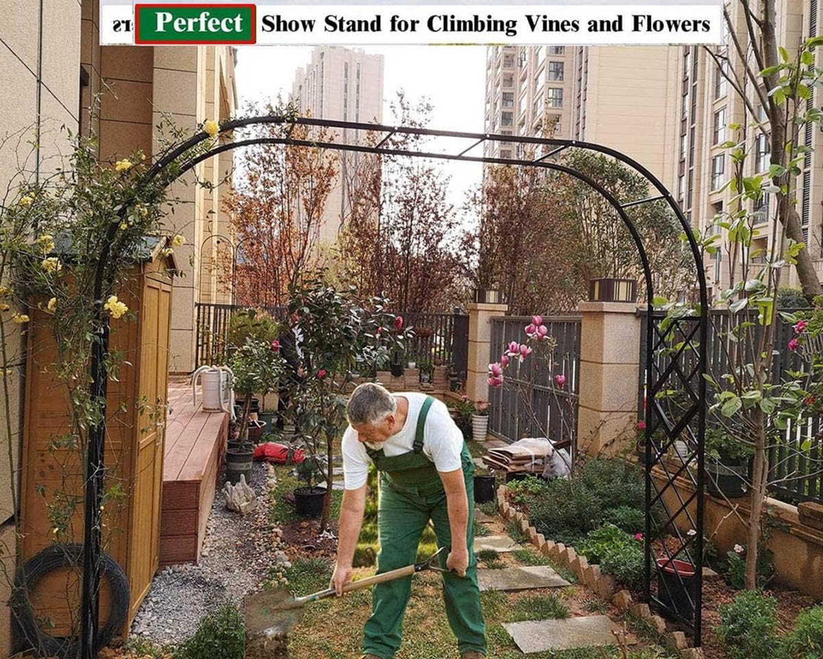 Heavy Duty Metal Garden Arch Pergola Trellis for Climbing Plants, Adjustable Width 4.6ft to 11ft, 8.9ft High Rose Archway, Durable Outdoor Arbor for Garden Decor