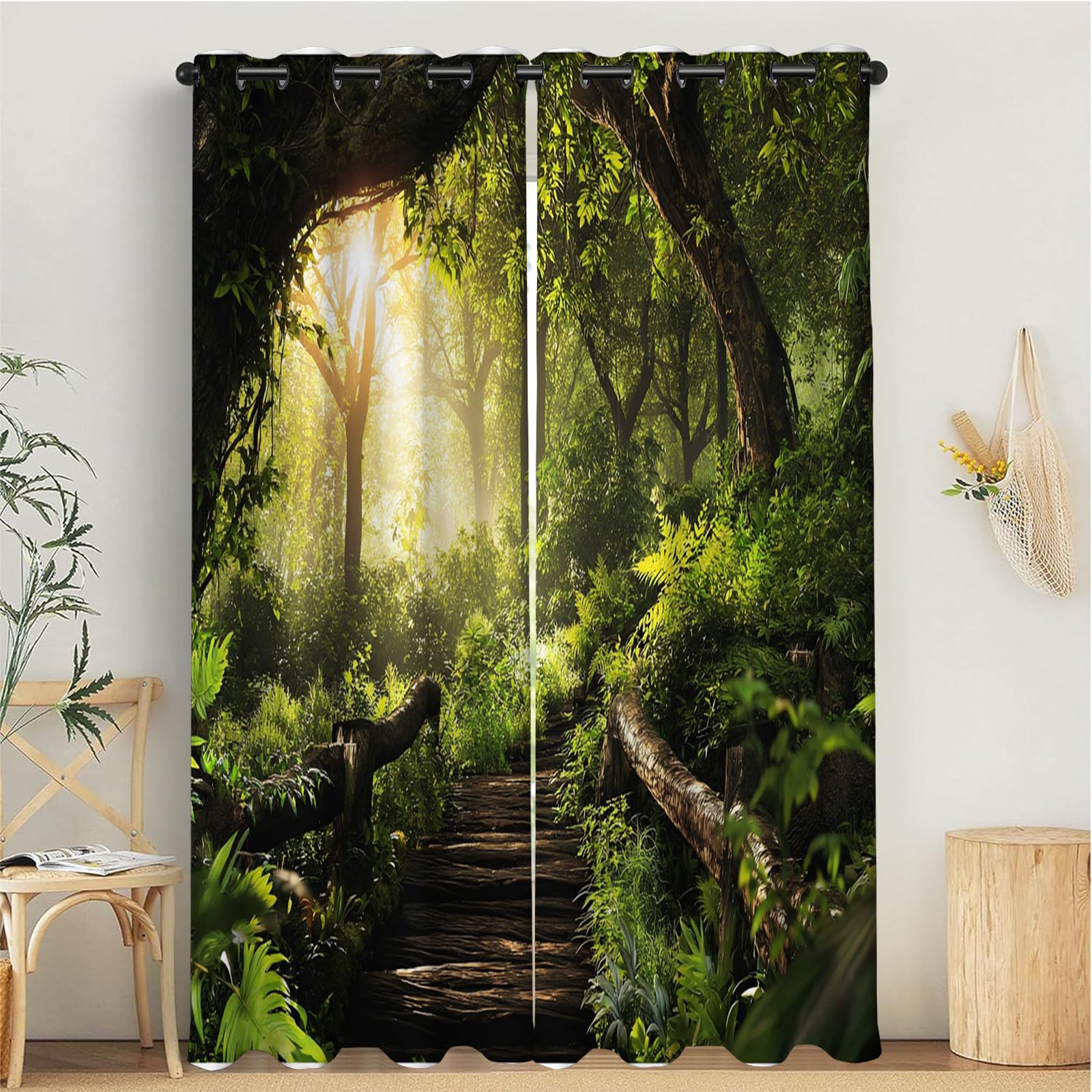 Rideaux opaques pour chambre et salon motif forêt mystique créez un cocon de nature chez vous