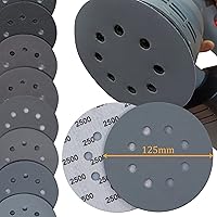 Vista 3 de 50 discos de lijado de 5 pulgadas, 8 agujeros #60-#2500, 60, 120, 180, 400, 600, 800, 1000, 1200, 1500, 2500, papel de lija húmedo y seco
