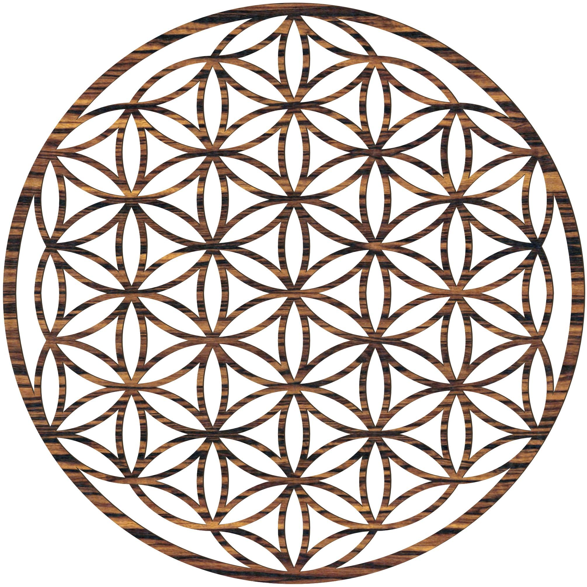 Generisch Blume des Lebens Wandbild aus Holz (Ø 20/21,5/26,88/39/43/49cm) (26,88 cm, Ebenholz)
