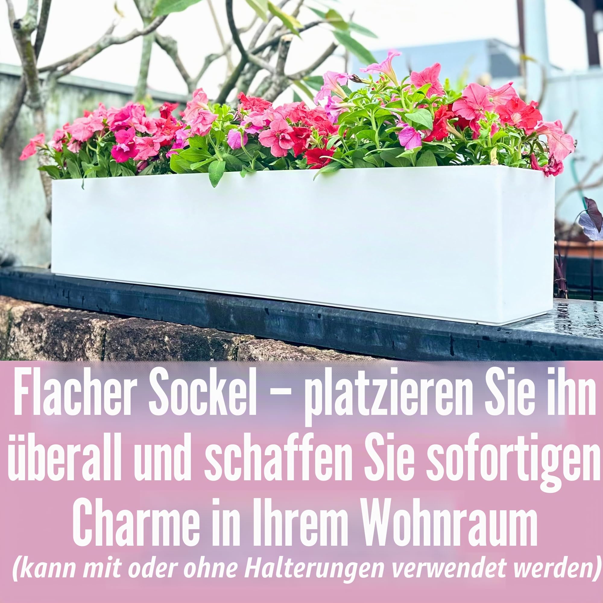 LaLaGreen Pflanzkästen für den Außenbereich (1 Packung, 101,6 cm), rechteckig, selbstbewässerndes System, Blumenkästen mit Halterung, große weiße Pflanzgefäße, vertikale Pflanzgefäße, hängende