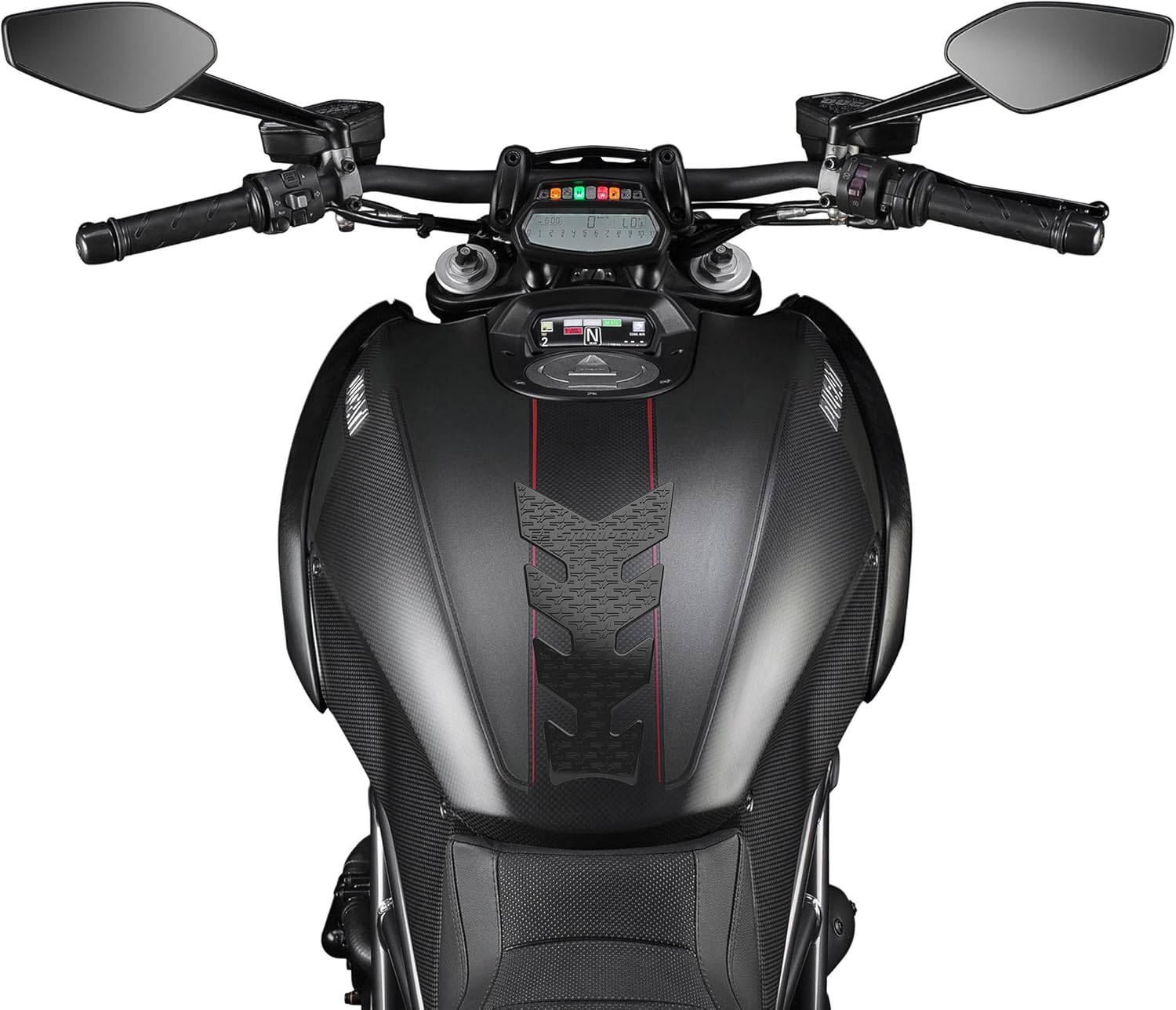 STOMPGRIP | Motorcycle Center Tank Pad Protector | Universal Fit | Vertebrae | Icon Black