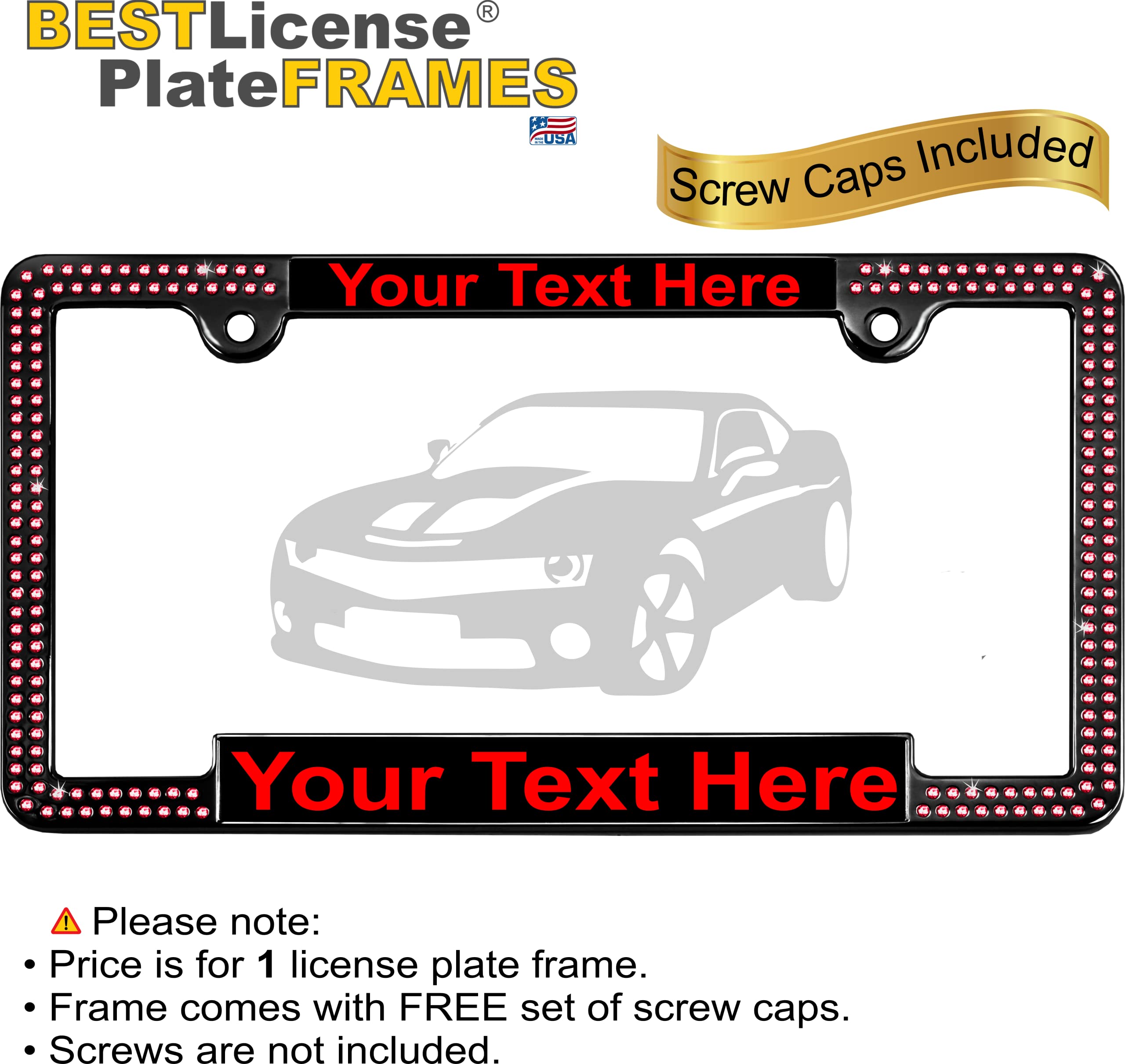 Crystals - Custom Personalized Black Metal Car License Plate Frame with Pink Cr - Picture 94 of 132