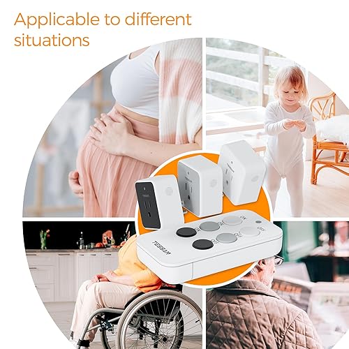 Miniatura 5 de TESSAN - Toma de control remoto, paquete de 3 interruptores de luz remotos inalámbricos, enchufe de encendido y apagado para luces, lámparas,