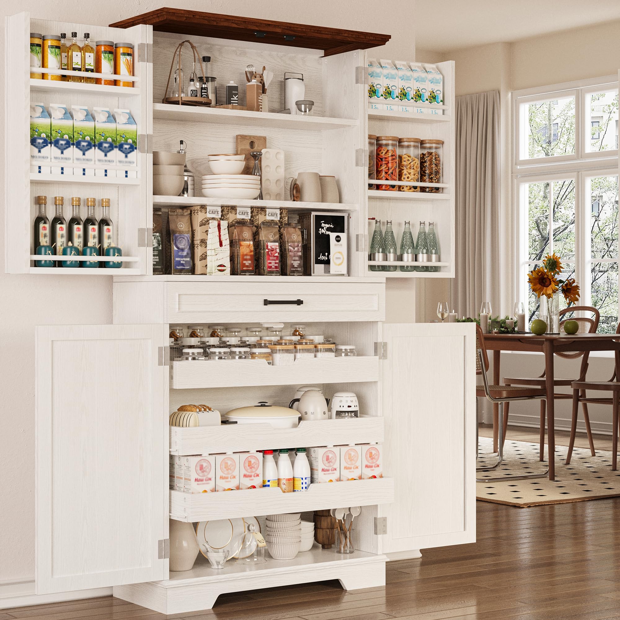 Snapklik.com : IRONCK Farmhouse Kitchen Pantry Cabinet, 72