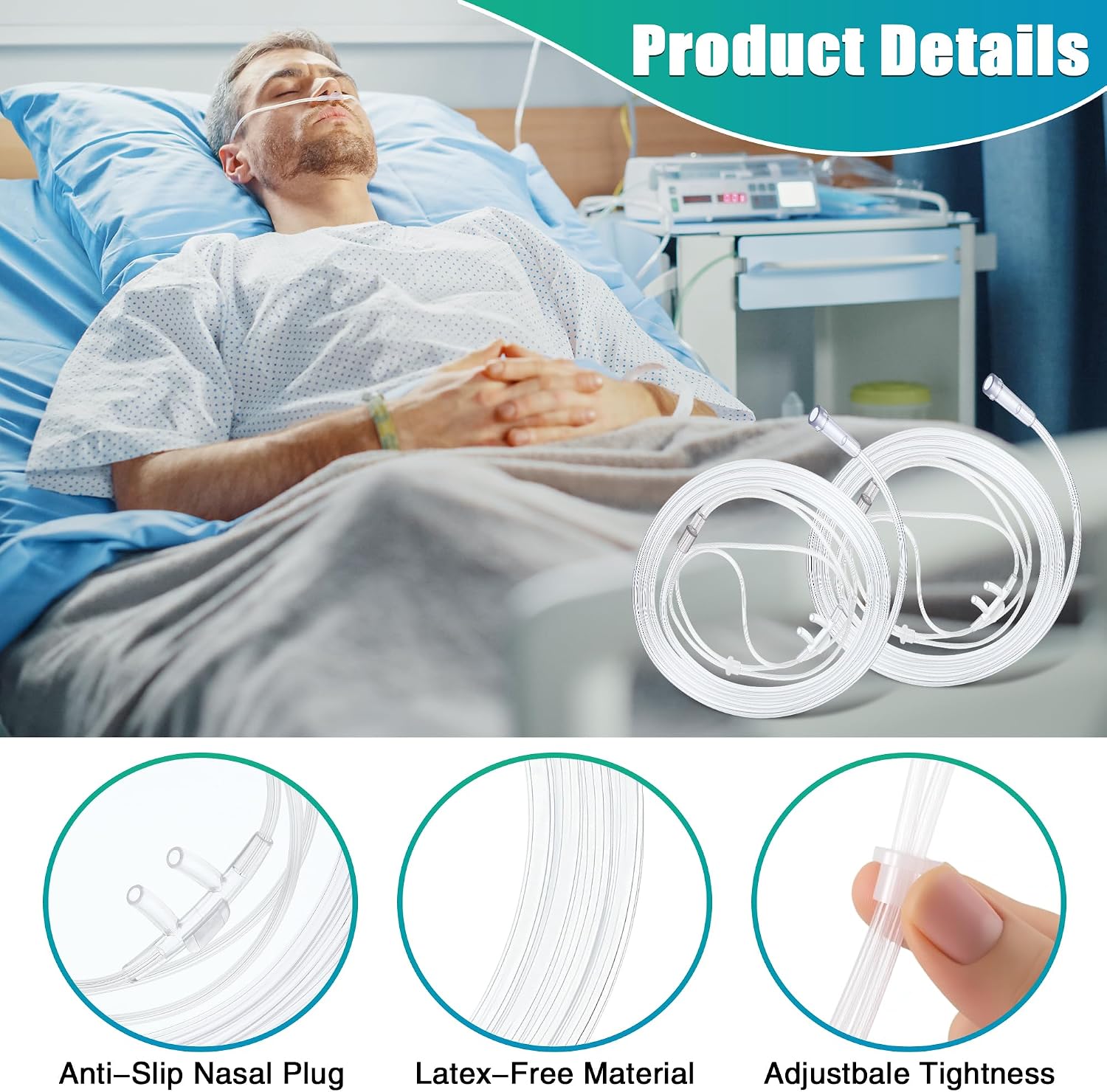 10 Pack 7Ft Adult Oxygen Nasal Cannula, Soft Oxygen Tubing for Adult