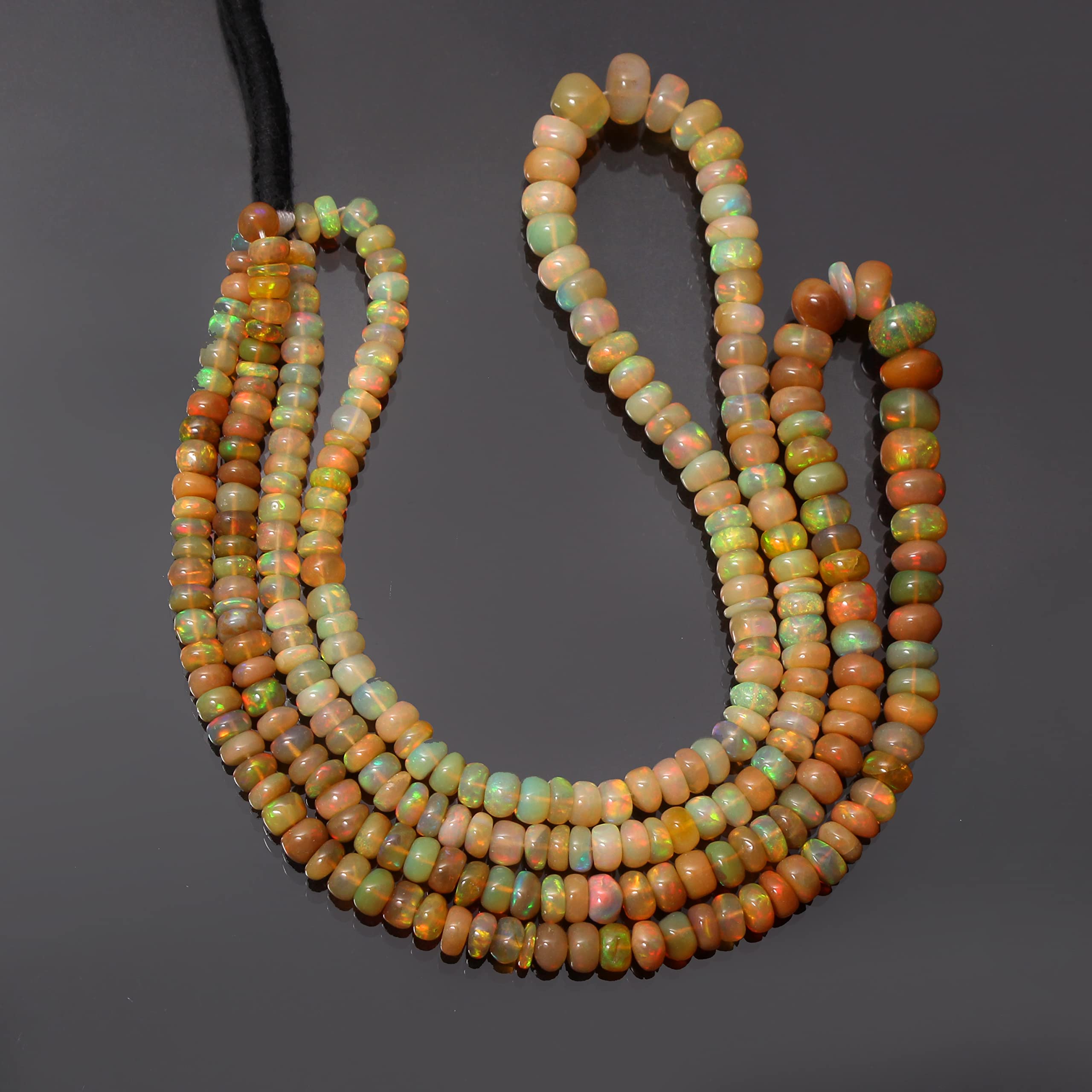 Ogniste koraliki z etiopskiego opalu, gładkie okrągłe koraliki z opalu, 5-8,5 mm Welo Fire Opal koraliki, naturalny opal 40 cm sznur
