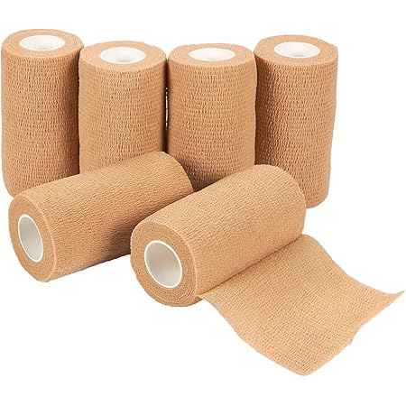 Amazon.com: 4-inch Wide Self Adherent Cohesive Wrap Bandages (8 Pack) Bundle, 5 yds Self Adhesive Non Woven Bandage Rolls, Brown Athletic Tape for Wrist, Ankle, Hand, Leg, Premium-Grade Medical Stretch Wrap: Health