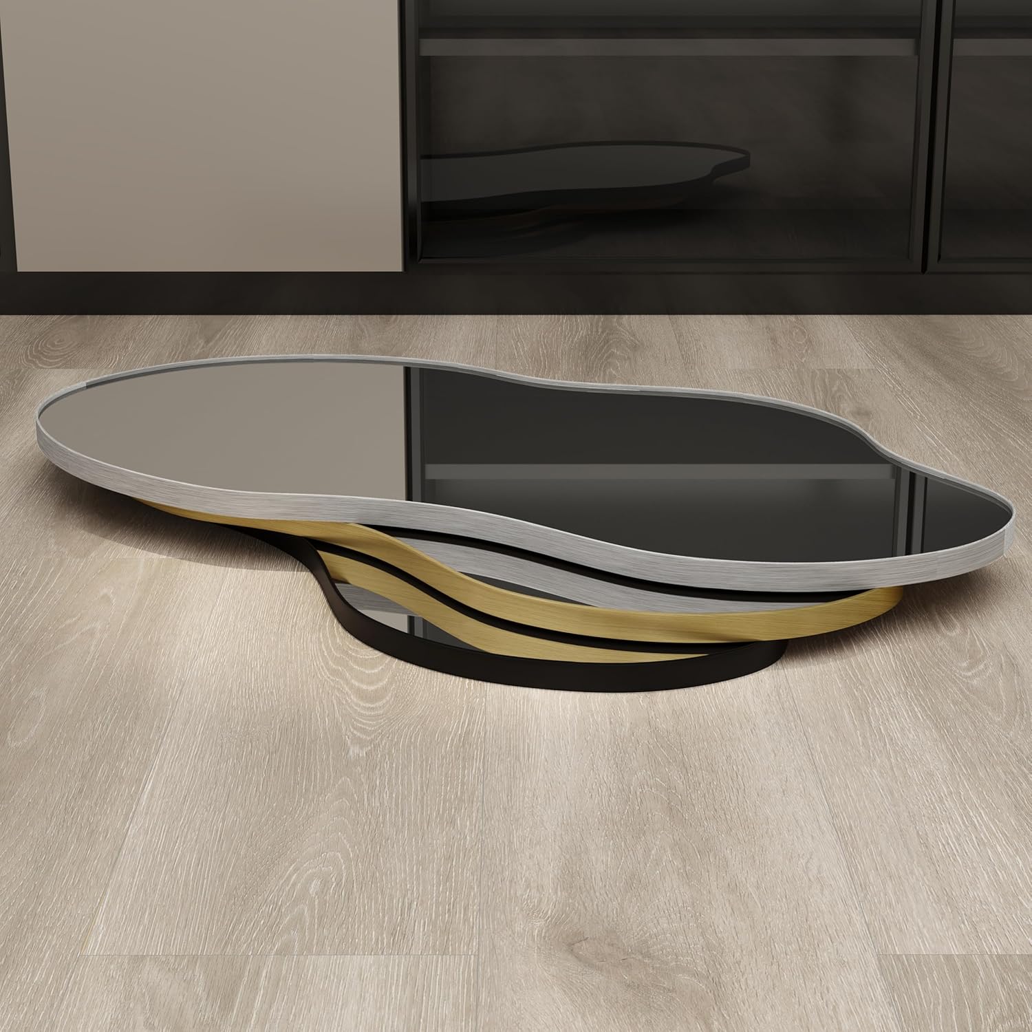 SHYFOY Large Irregular Wall Mirror Decorative, 22"x43" Antique-Gold Mirror for Wall Decor Wavy Accent Mirrors Asymmetrical for Living Room Bathroom Bedroom Entryway - Image 8