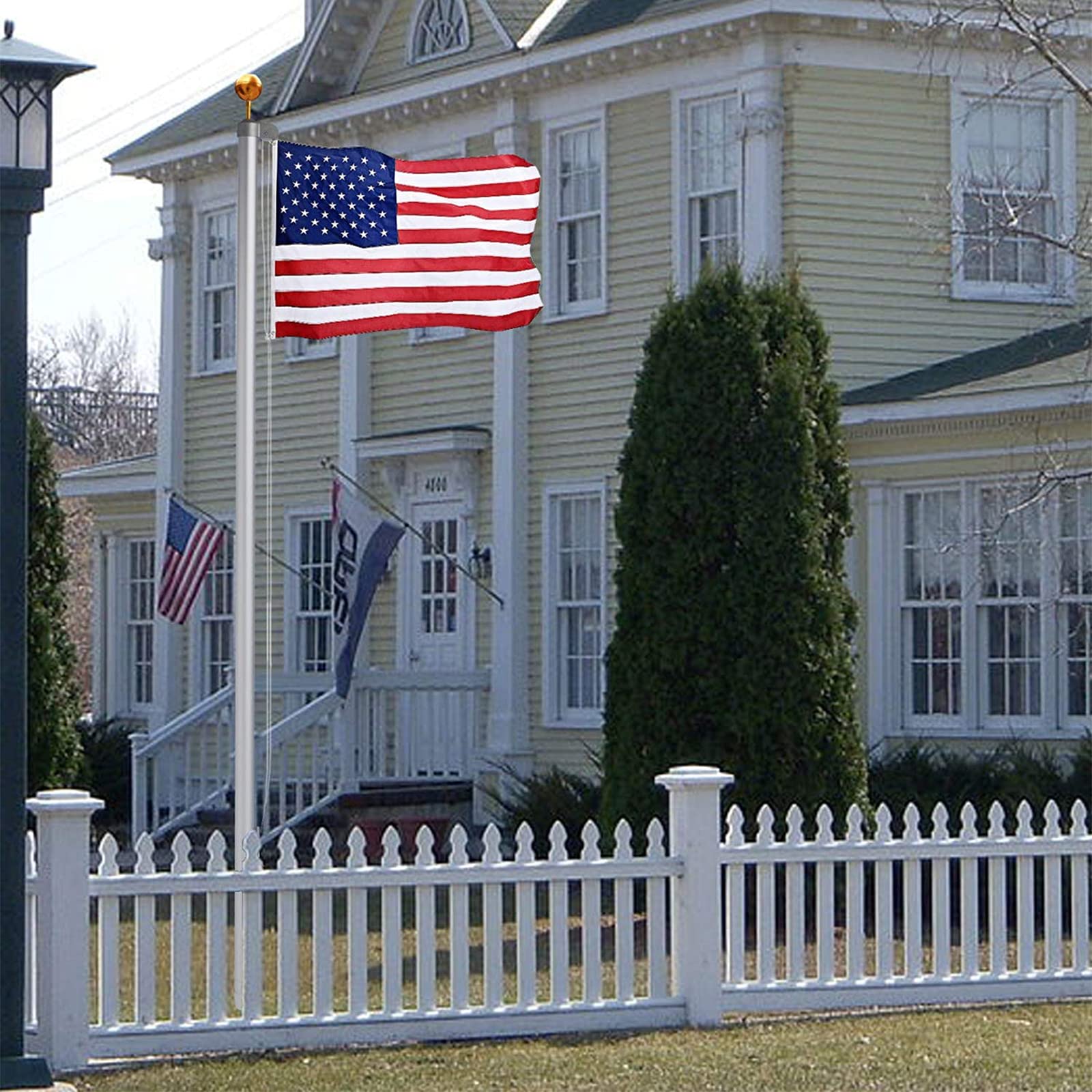 Klvied 20FT Sectional Flag Poles, Heavy Duty Aluminum Flag Pole Kit