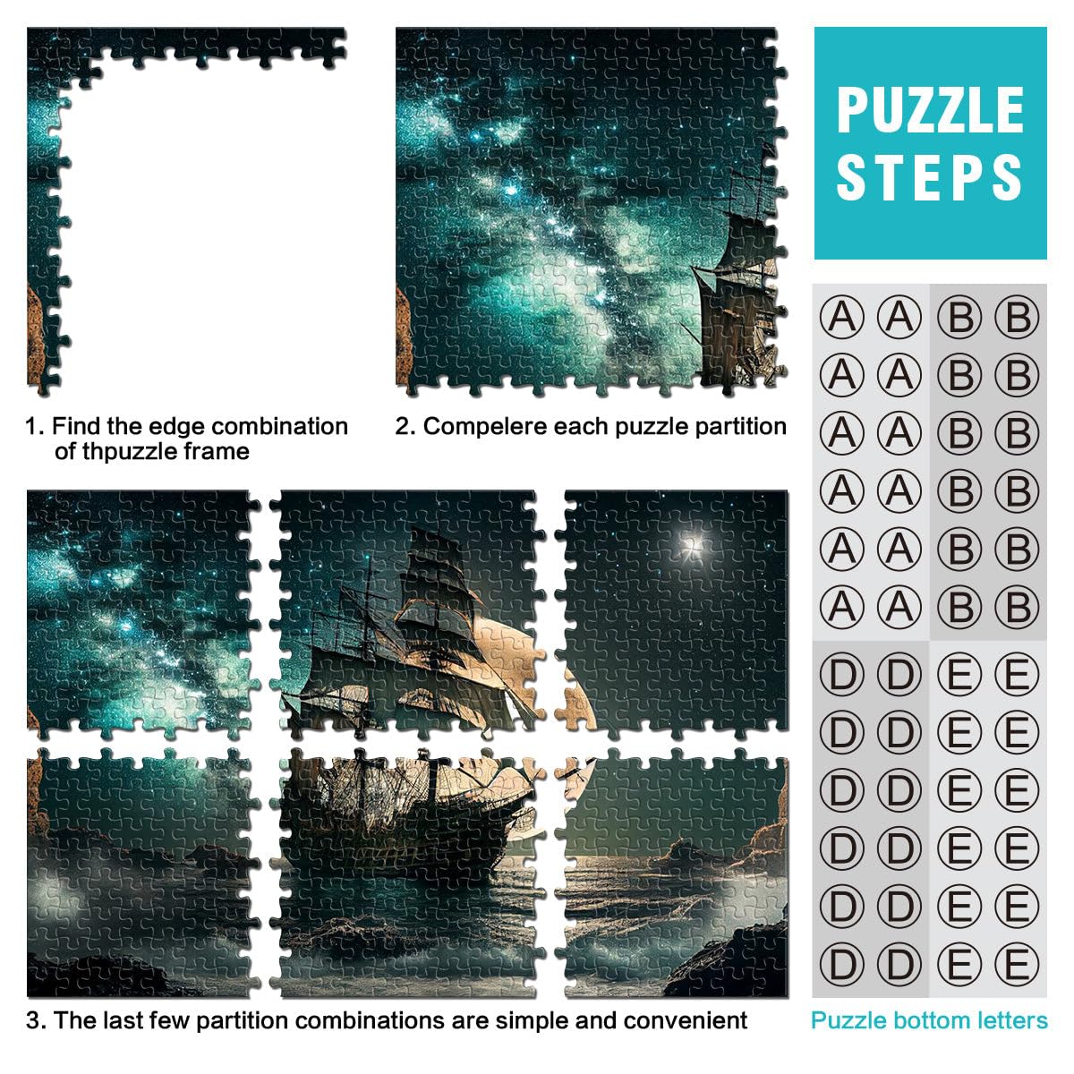 Puzzle da 2000 pezzi per adolescenti Nave pirata Giocattoli educativi per l'apprendimento Giochi per famiglie Decorazione della casa 70x100cm