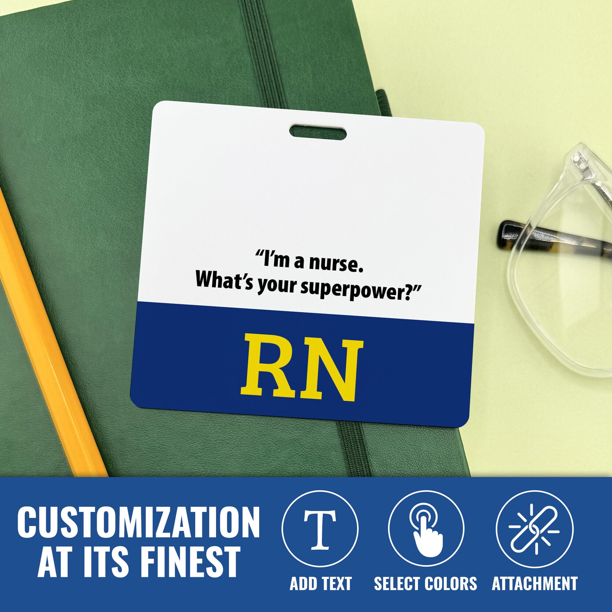 LPN Horizontal Badge Buddy With Green Border - Licensed Practical Nurse ID Card Backer Clip