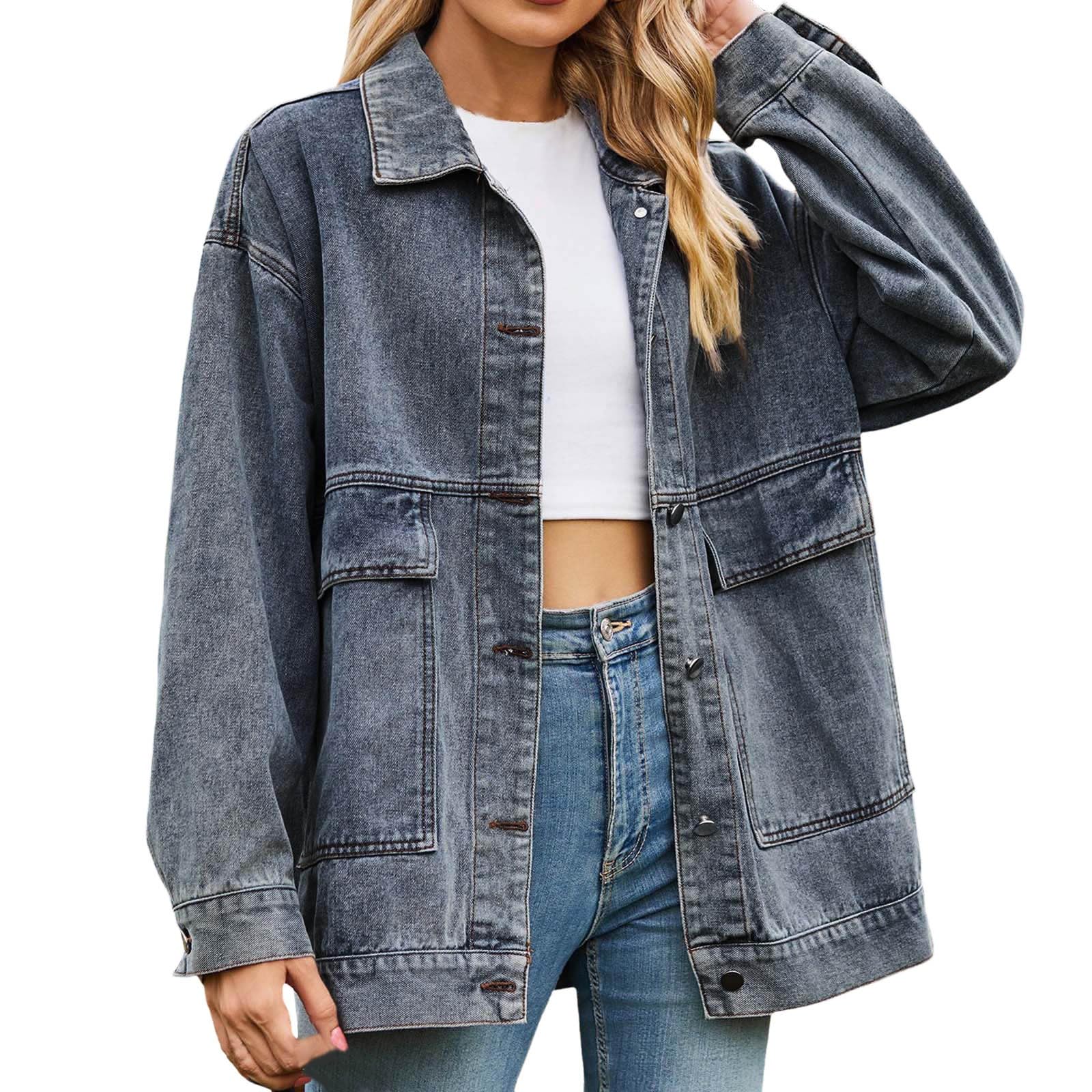 Genérico Sobrecamisa Vaquera Mujer,Chaqueta Vaquera De Moda Para Mujer Con Bolsillos Grandes Y DiseñO Con Capucha