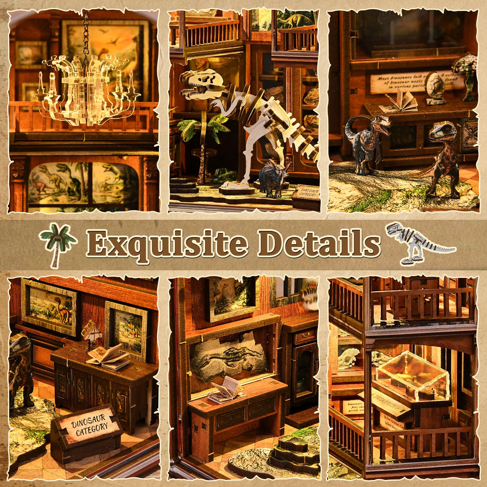 Book Nook Kit fai da te in miniatura per casa delle bambole, libreria, decorazione per adolescenti e adulti (armadio fossili)