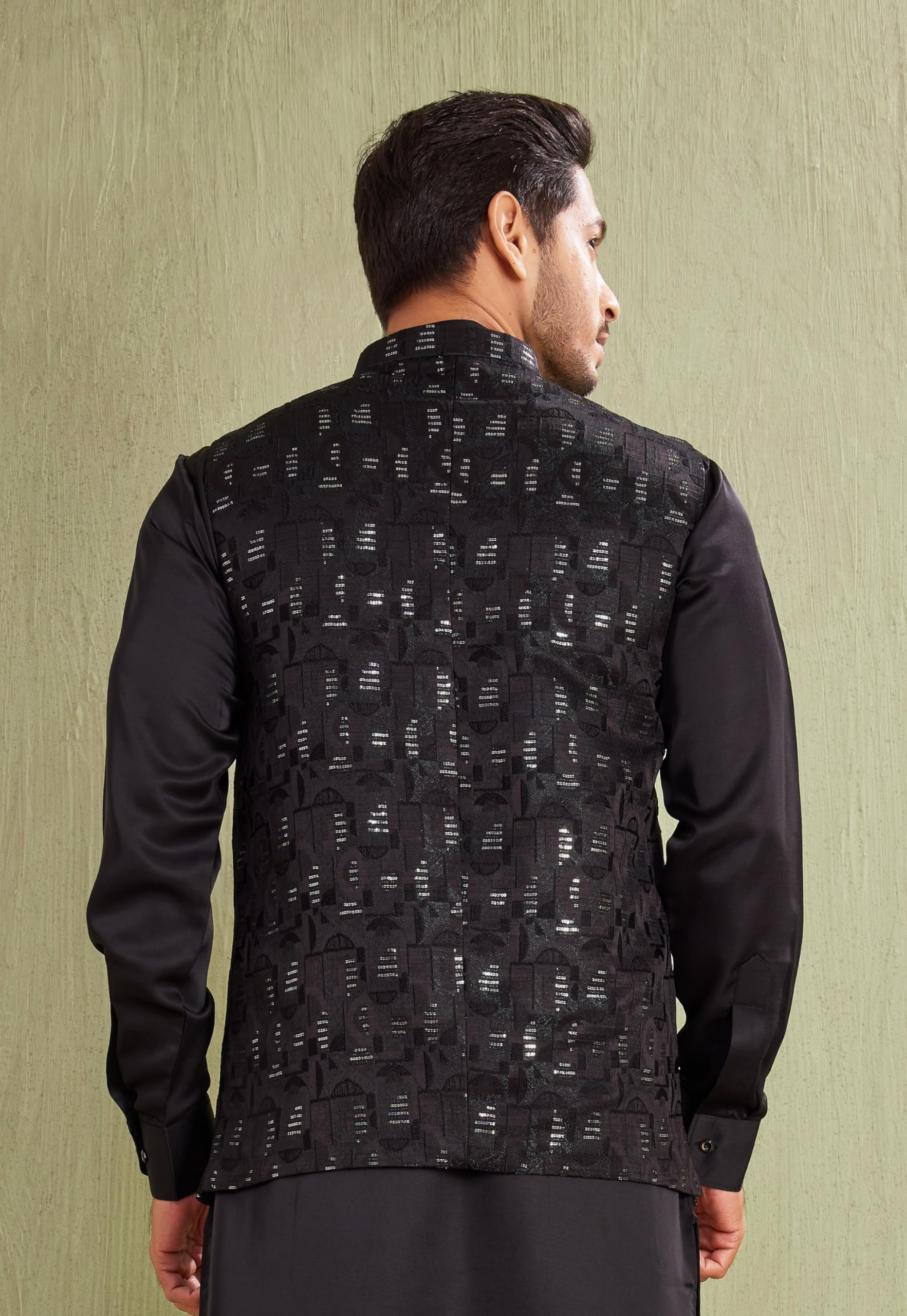 Gilet tradizionale indiano in jacquard, per matrimoni e occasioni festive, giacca Nehru da uomo