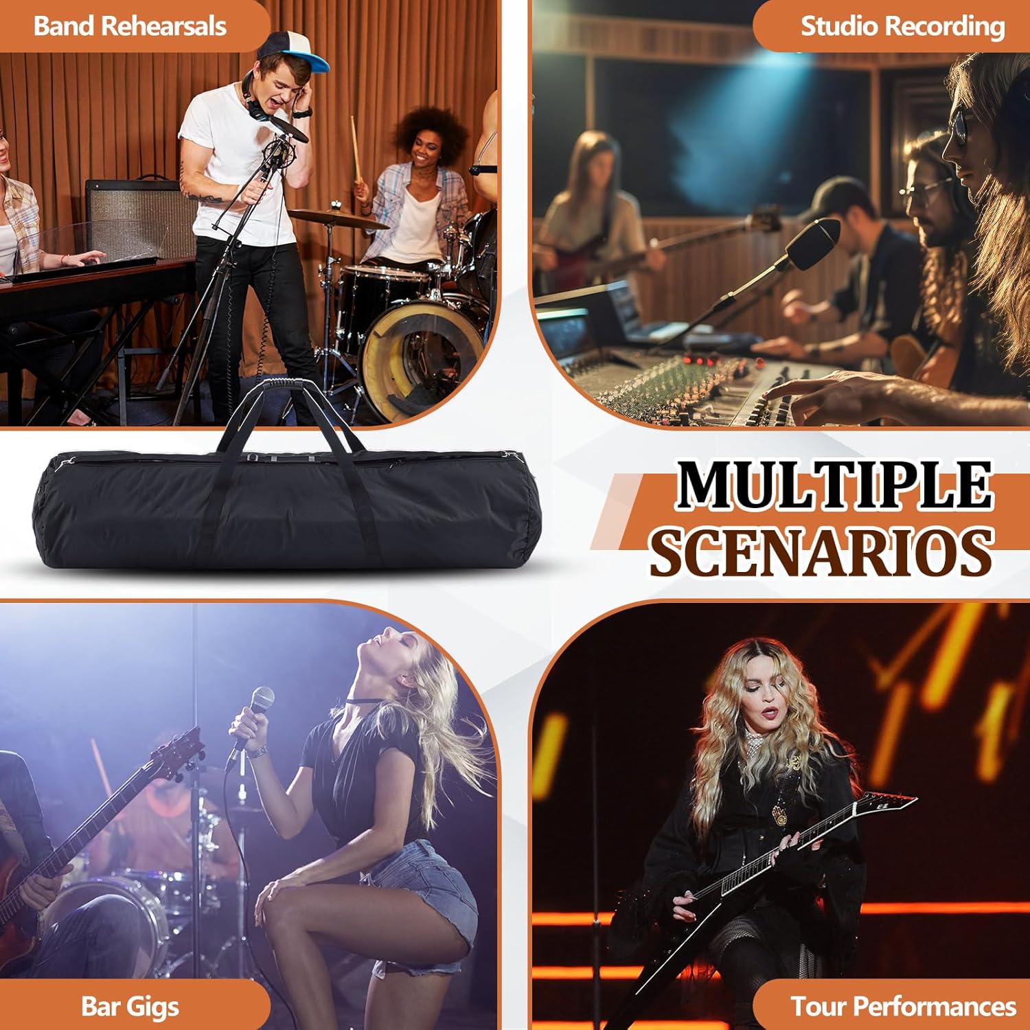 50" Heavy Duty Drum Hardware Bag Drum Set Large Carry Case with Removable Shoulder Strap for Cymbal Stands