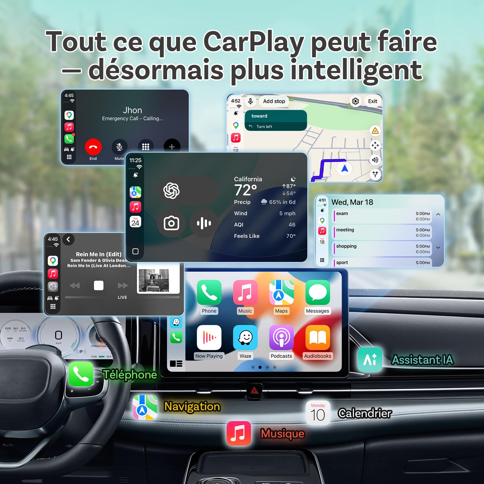 OTTOCAST Mini Pico 2026 Adaptateur CarPlay & Android Auto sans Fil, WiFi 6 & Bluetooth 5.4, Mini Dongle USB Plug & Play, Conversion CarPlay/Android Auto Filaire en Wireless