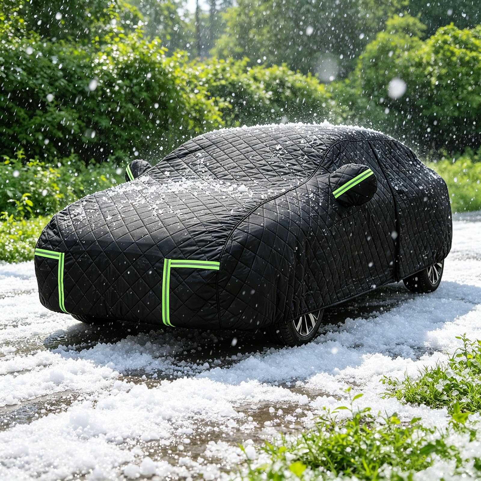 Funda Coche Antigranizo para Peugeot e-5008 (2024-2026) Espesado de 7 Capas, Forro Suave, Transpirable, Antiviento, Impermeable, Tejido Oxford, Anti-UV, 4 Estaciones