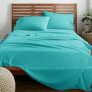 American Home Collection Twin Size Sheet Set - 16-Inch Deep Pocket - Ultra Soft Microfiber Bed Sheets - Breathable, Wrinkle Free, Easy Care - Oeko-Tex Certified (Twin, Turquoise)