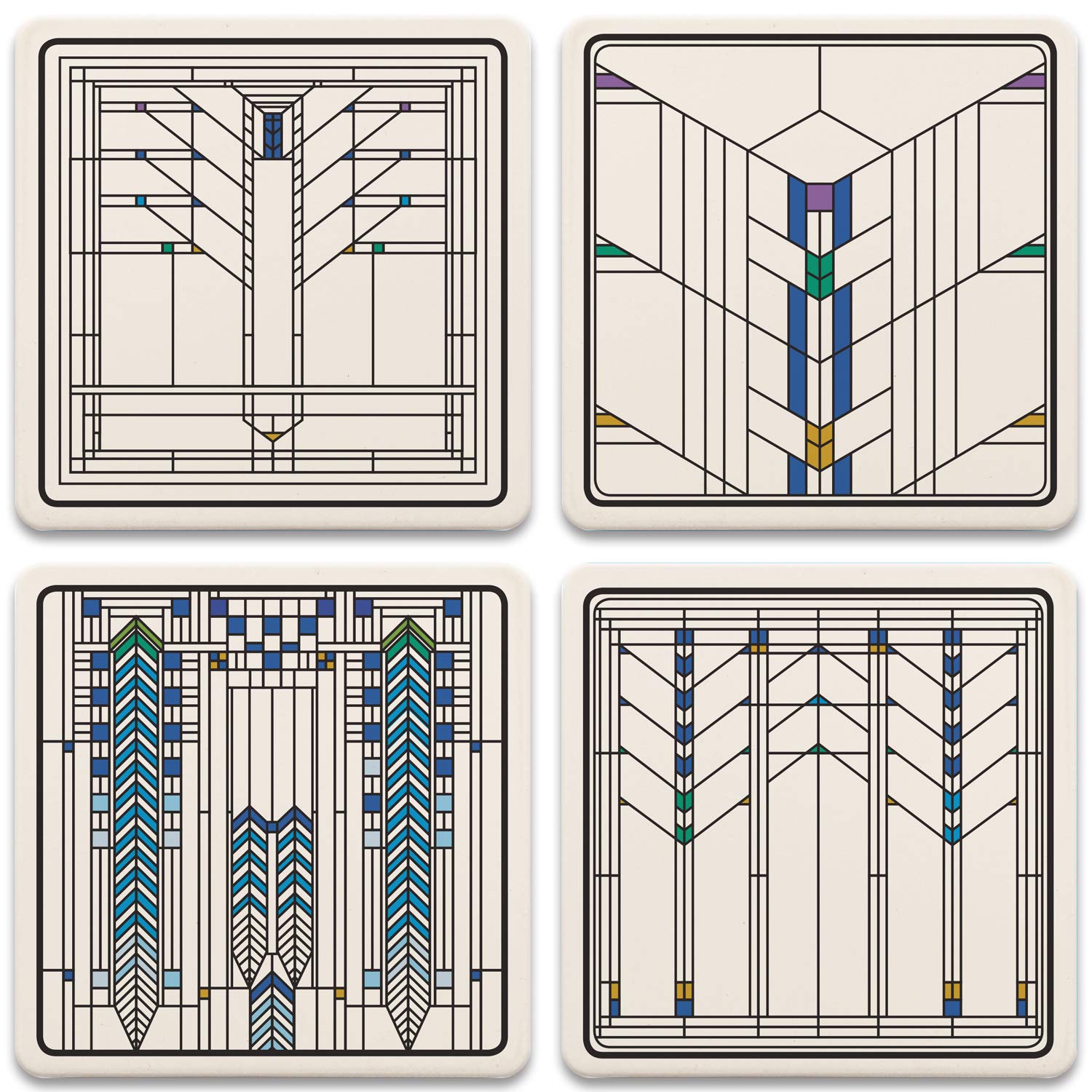 CoasterStoneCoasterStone Ennis House Windows Coaster Set, Multicolor