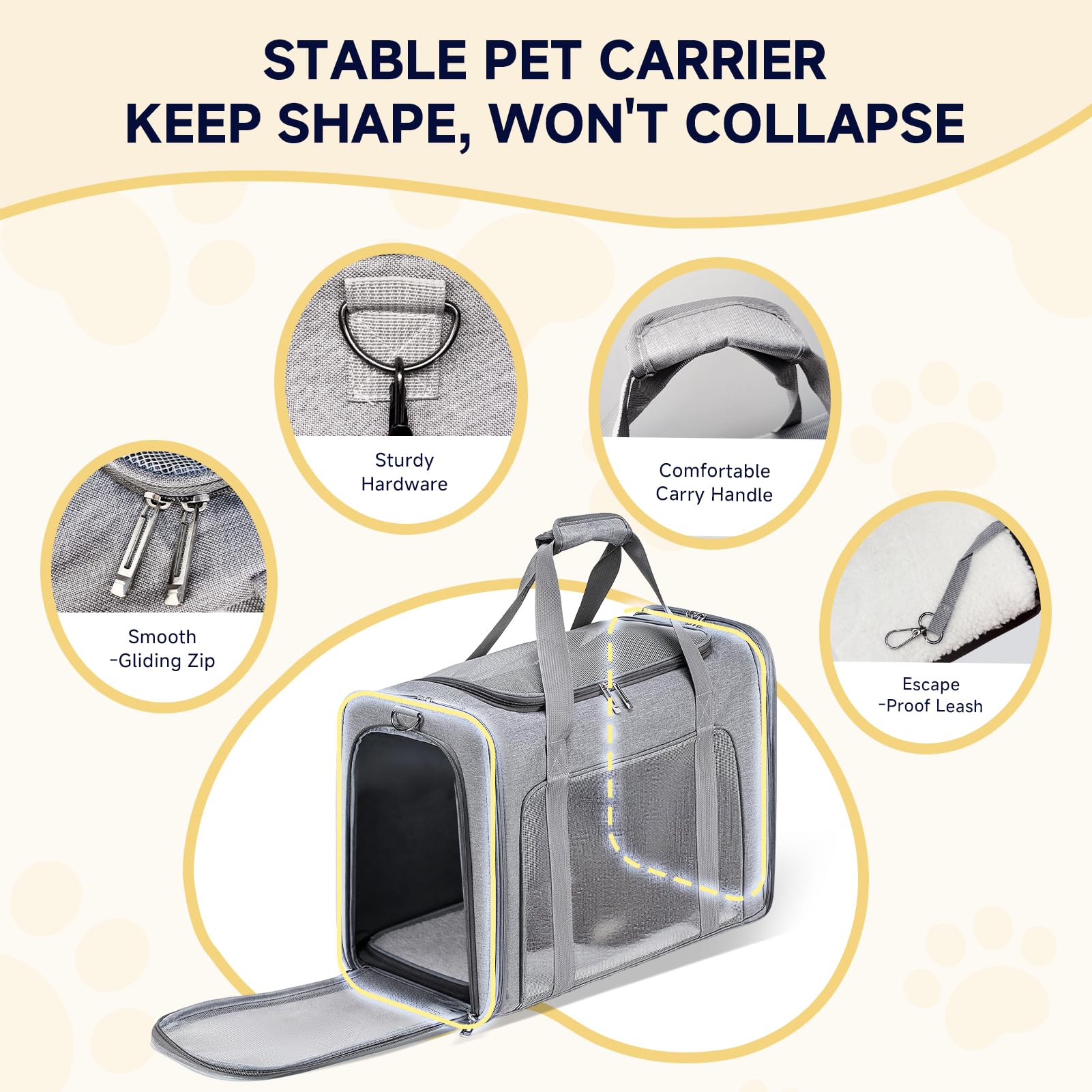 55x40x23cm Transportin Gato Homologado para Avion Cabina, Plegable Bolsa de Transportin Perro Grande Transpirable Cat Carrier con Bebedero Plegable para Gatos y Perros, Air Europa Aerolineas