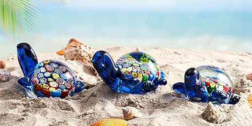 Miniatura 17 de EUSTUMA Figura de flor de vidrio soplado a mano, pisapapeles de vidrio para regalo de cumpleaños Papel colorido de la ciudad