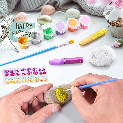Miniatura 3 de JOYIN Kit de 12 pinturas de rocas, regalos de artes y manualidades para niños y niñas de 4 a 12 años, suministros de arte de bricolaje, kits de