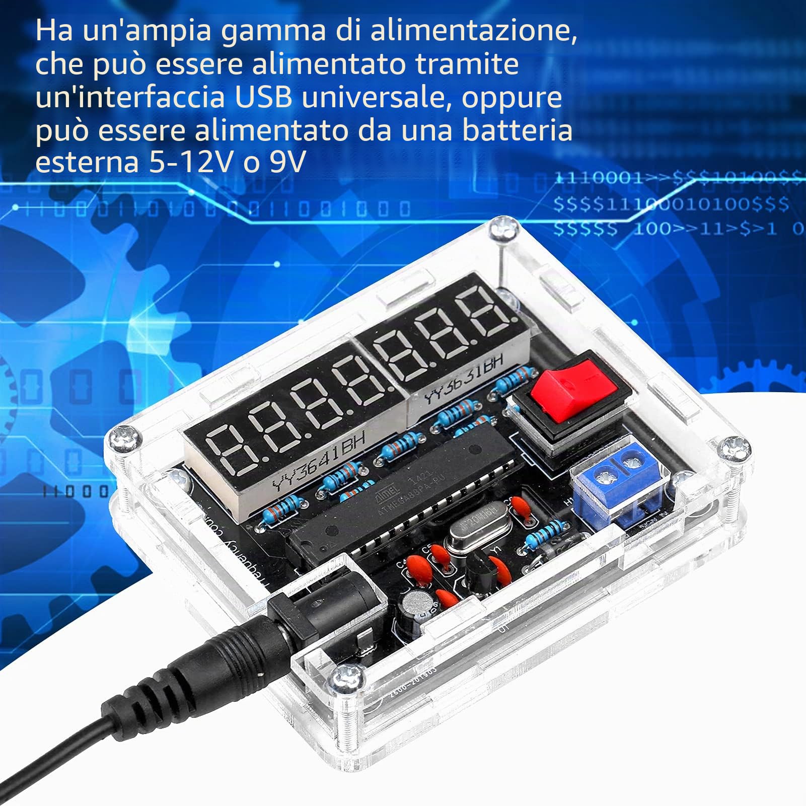 Misuratore di frequenza digitale 0,45Hz-10MHz, frequenza VR di conversione automatica della gamma con kit fai da te Cymometer Shell(DIY)