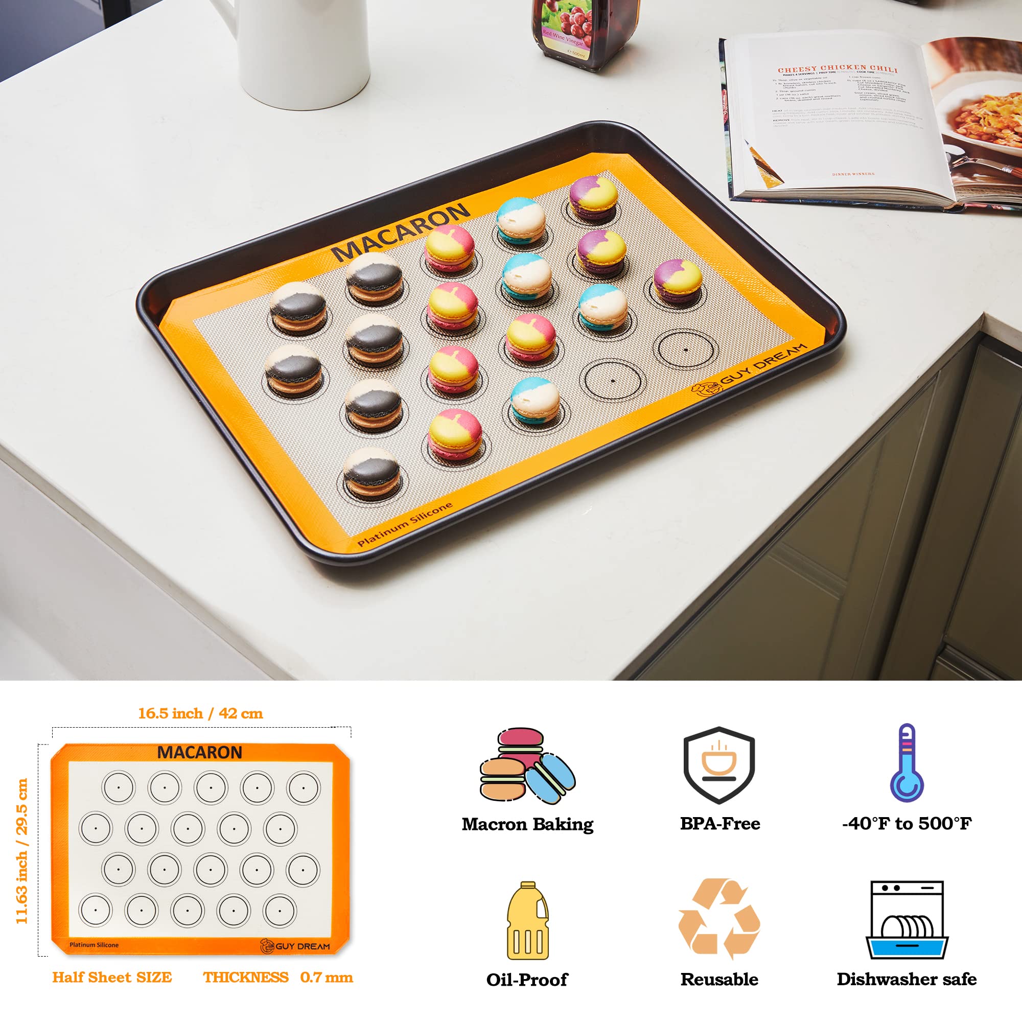 Silikon Backmatte Ultra 10er Set, Vollblatt Gebäckmatte - Halbblech Backmatte für Kekse, Macron - Viertelblatt Silikonmatte - Quadratische & runde Matte für Kuchenform - Brotbackschlinge für Dutch