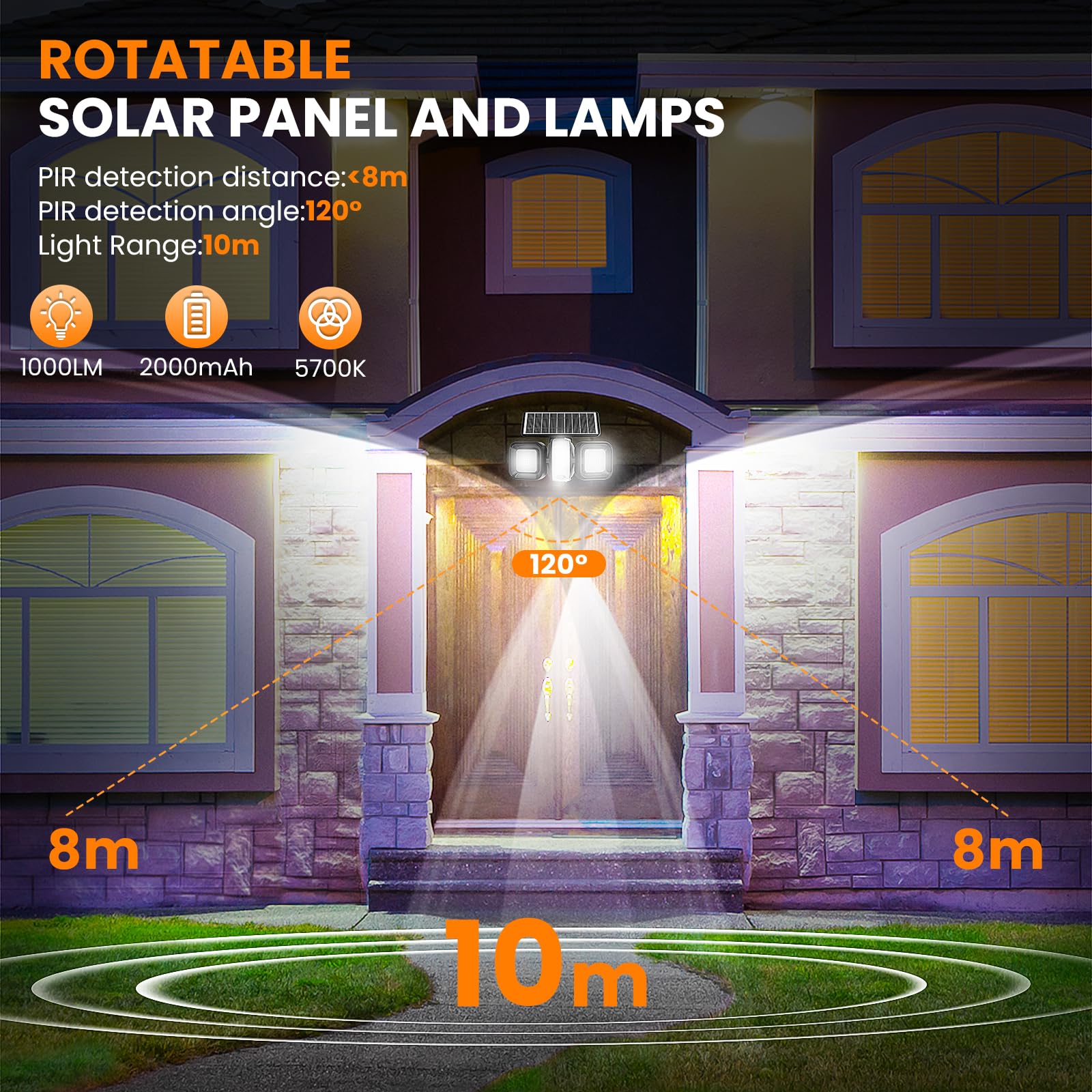 Lampe Solaire Exterieur,136 LED Lumière Solaire Extérieur Avec Détecteur De Mouv