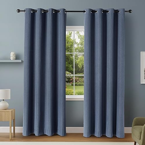 Tienda Basics Cortinas 100% opacas con ojales, 2 paneles, 52 x 96 pulgadas, azul marino